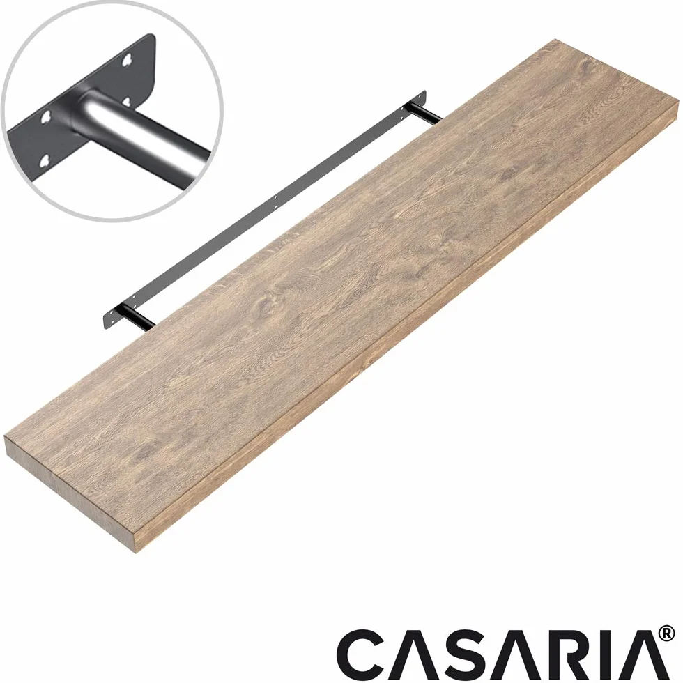 Casaria Mensola da Parete Legno 110cm Supporto Pensile 15kg Cucina Libreria Quercia Scura