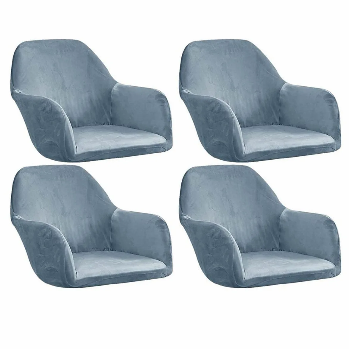 Copripoltrona universale elasticizzato, set da 4 pezzi, protezione elastica moderna per mobili da ufficio, sala da pranzo, cucina, grigio blu