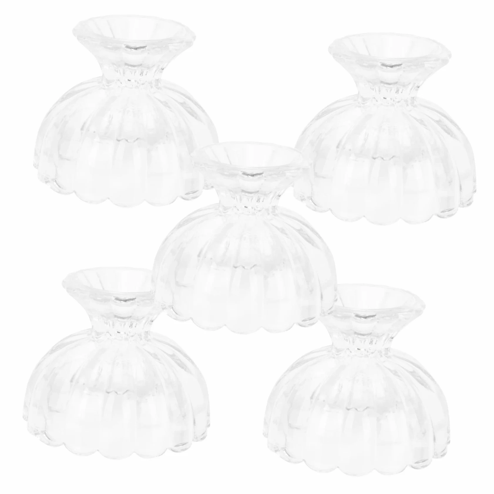 Amosfun Coppe da Gelato e Budino in Vetro a Forma di Loto, 150ml, Set da 5 Pezzi, Facili da Pulire, per Dessert e Presentazione
