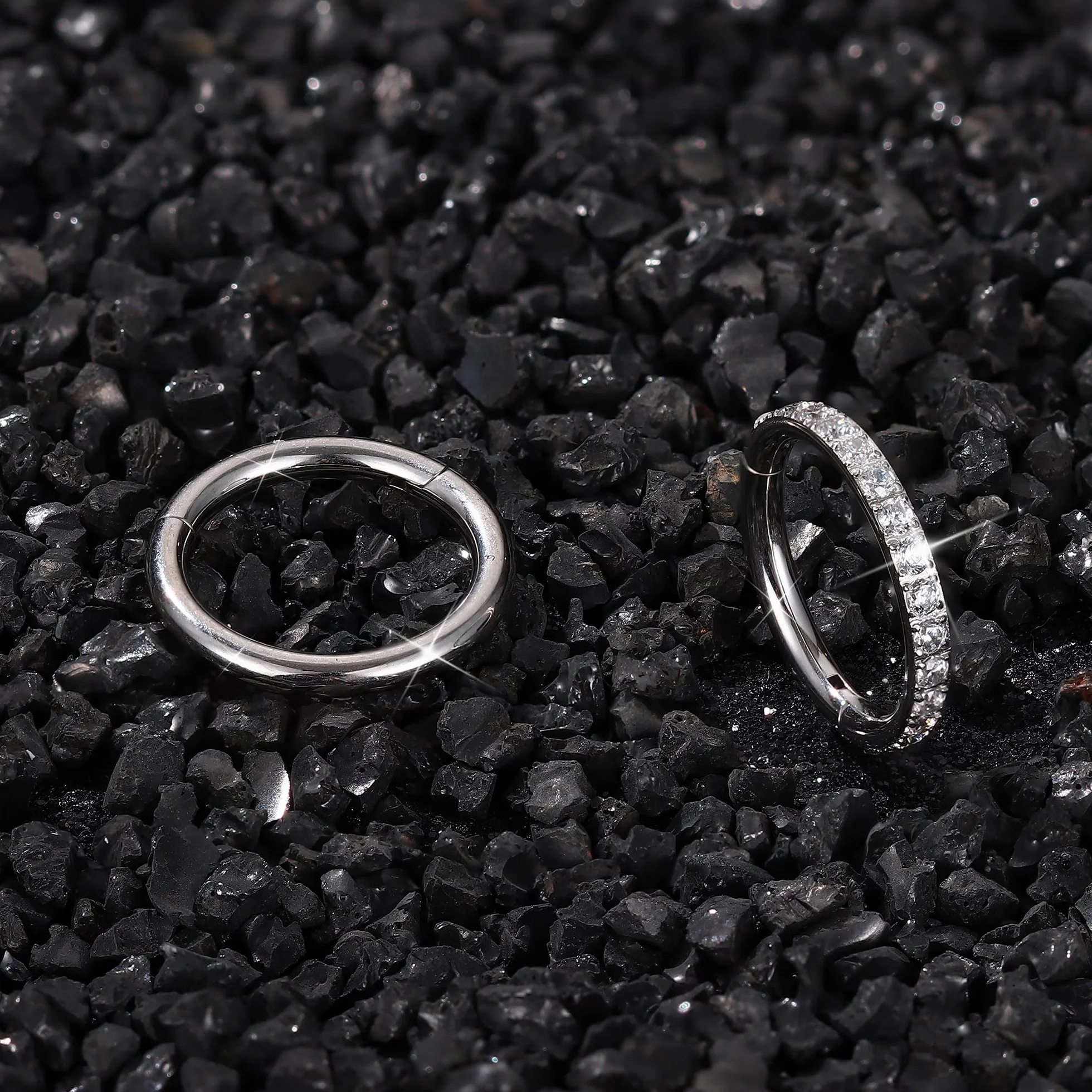 Diamday 2 Pezzi 14G Piercing Ombelico Acciaio Chirurgico Donna Pendenti Anello Farfalla Cuore Stella Argento Gioielli