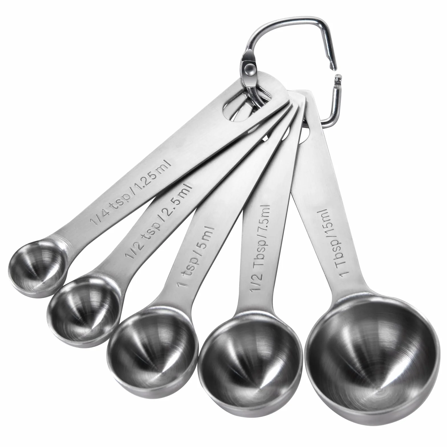 Set di 5 Cucchiai Dosatori: U-Taste Set di misurini in acciaio inossidabile 18/8 (1/4 tsp, 1/2 tsp, 1 tsp, 1/2 tbsp & 1 tbsp) per ingredienti secchi e liquidi