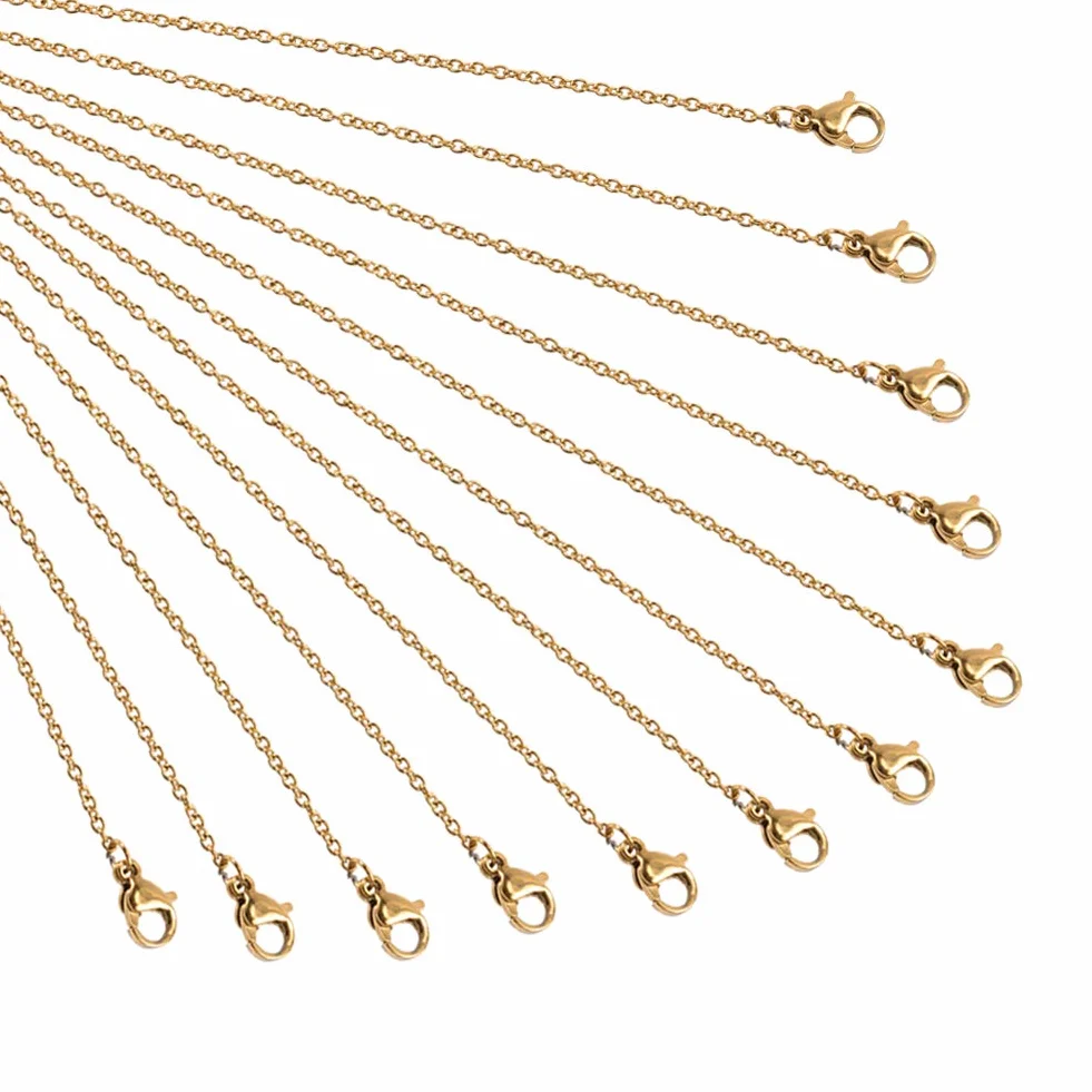 NBEADS Catena in Acciaio Inossidabile 50cm per Gioielli, 20 Pezzi con Chiusura a Moschettone