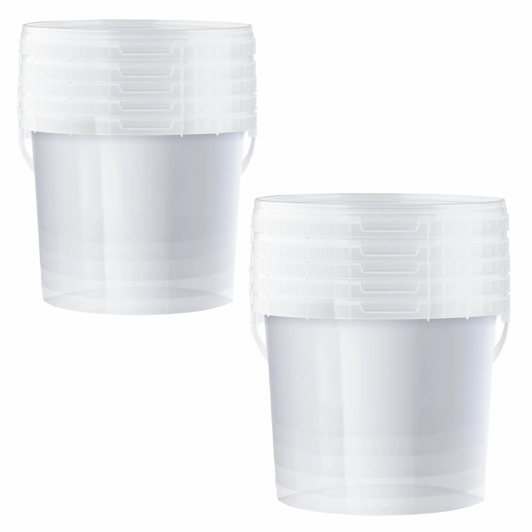 POSH Secchio da 5 litri, in plastica trasparente per uso alimentare, resistente alle perdite, inodore, robusto, stabile, ermetico, secchio con manico (10, 5 l)