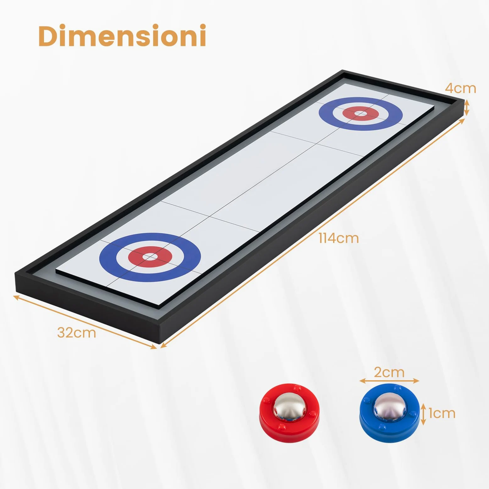 RELAX4LIFE Tavolo Multigioco 2 in 1, Numeri e Graduazioni Chiari, Bifacciale Shuffleboard e Curling con 4 Dischi Rossi e 4 Blu per Riunioni Festive in Famiglia