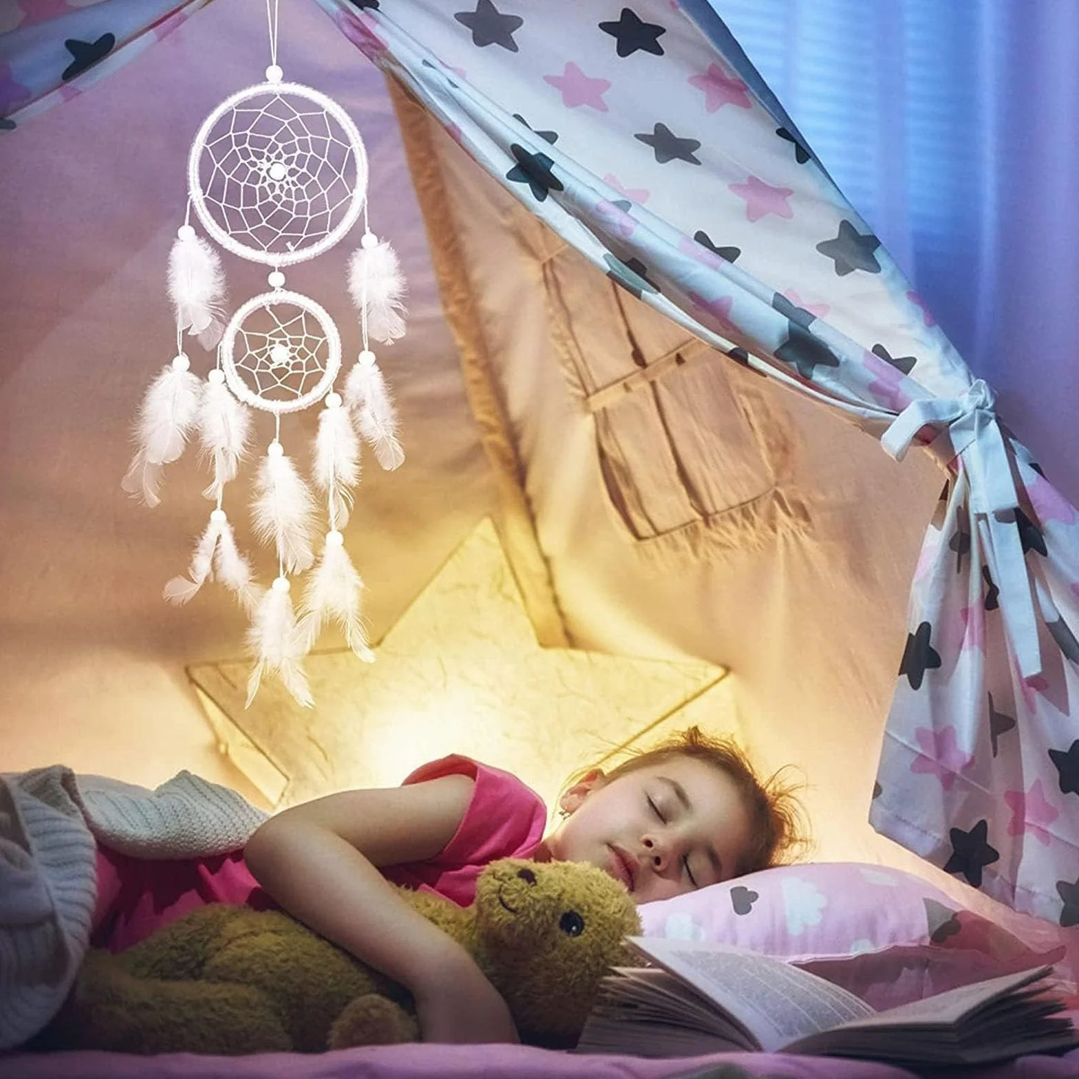 Acchiappasogni con Piume Fatto a Mano Decorazione da Parete per Camera da Letto