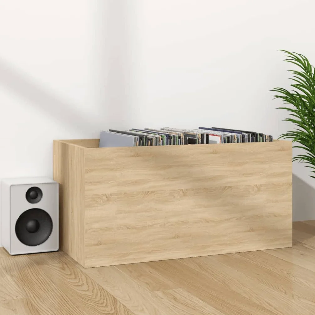 Armadi e stoccaggio,Armadi e rack di archiviazione multimediale,Scatola di immagazzinaggio in vinile Rovere Sonoma 71x34x36 cm Legno ingegnerizzato