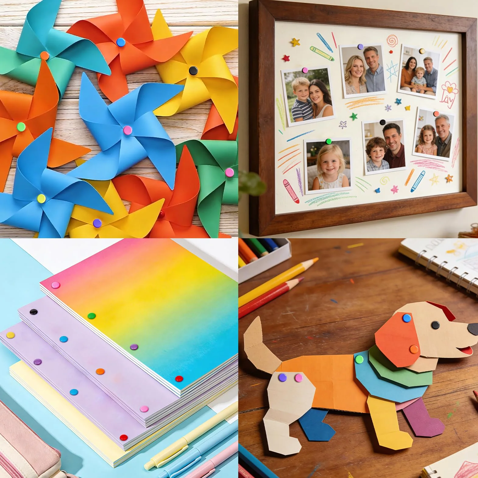 Moinkerin Brads Rotondi Metallo 200 Pezzi Fermacampioni Scrapbooking
