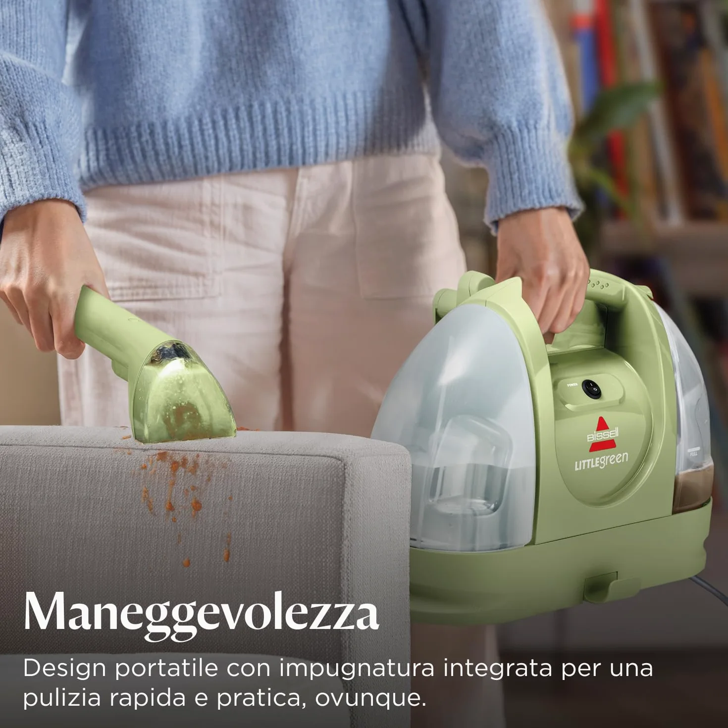 BISSELL Little Green, Lavatappeti, Lavatappezzeria per Macchie Quotidiane e Sporco, Lava Tappezzeria per Tappeti, Auto, Pulisci Divani, Moquette, Materassi e Altro, Potente Motore da 340W, 4098N