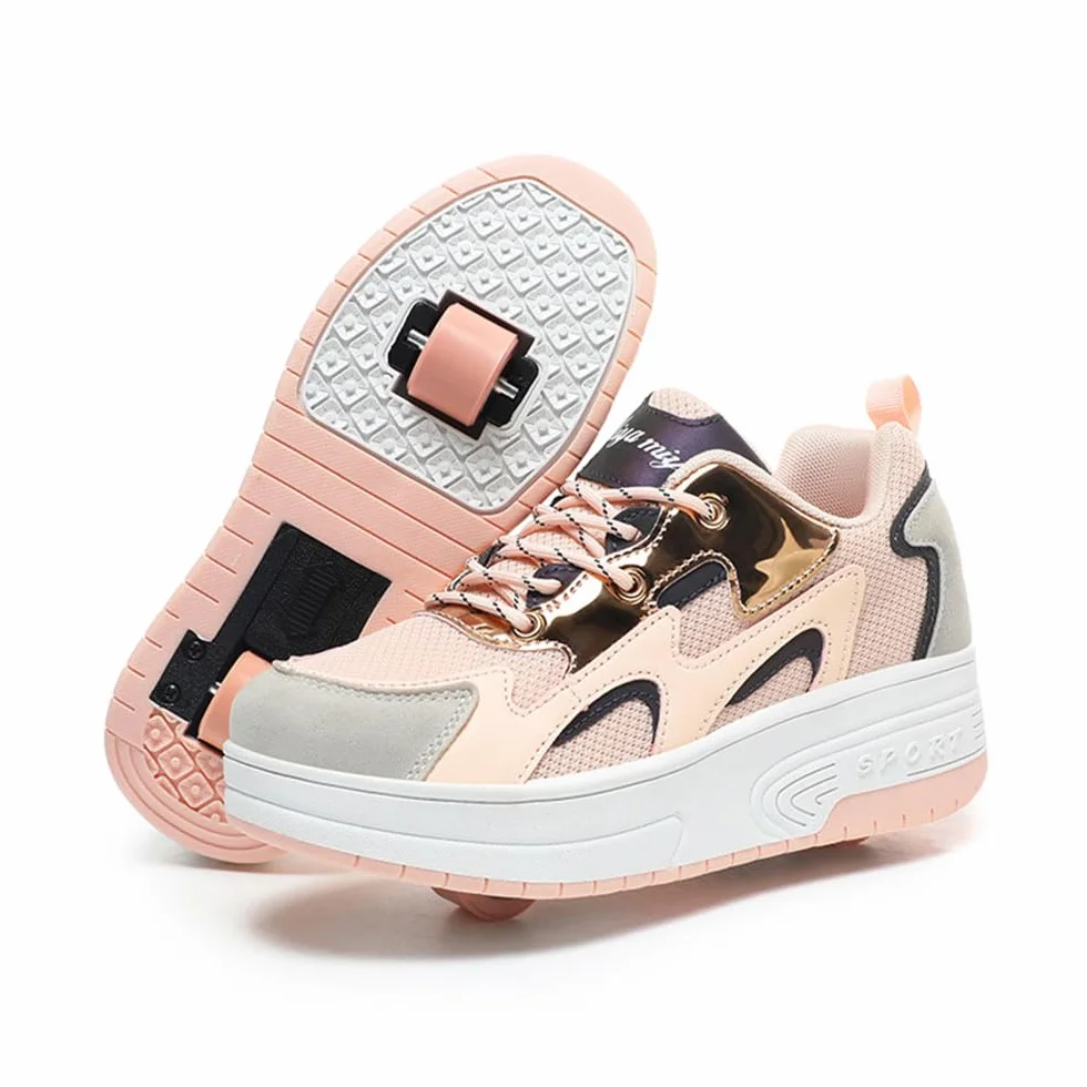 ENEN Scarpe con Rotelle Bambina Sportive da Skateboard 2 Ruote Sneakers Outdoor Multisport Pattini