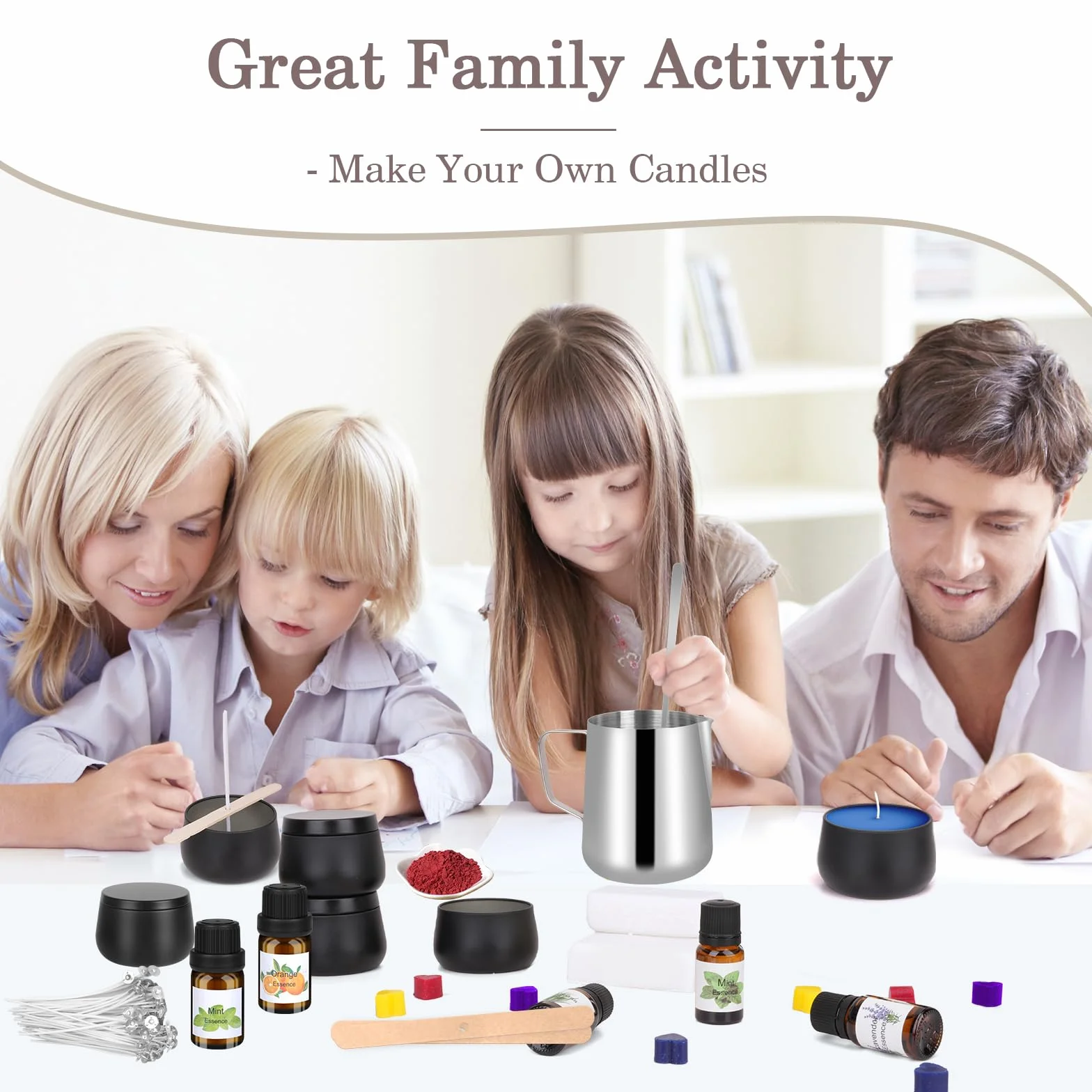 Kit Fabbricazione Candele 9 Candele Natale, DIY Set Regalo Cera Soia 480g, Oli Essenziali