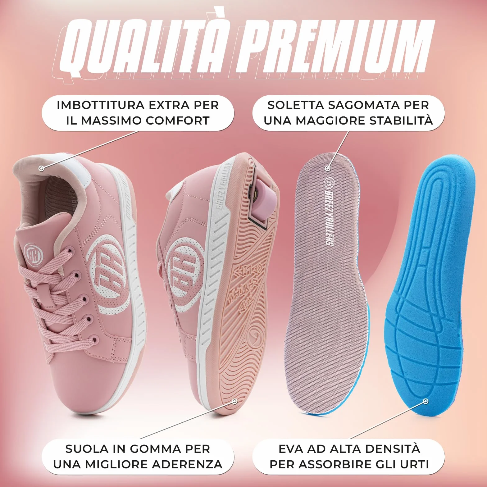 Breezy Rollers Scarpe con Ruote per Bambini Sistema di Clic Brevettato