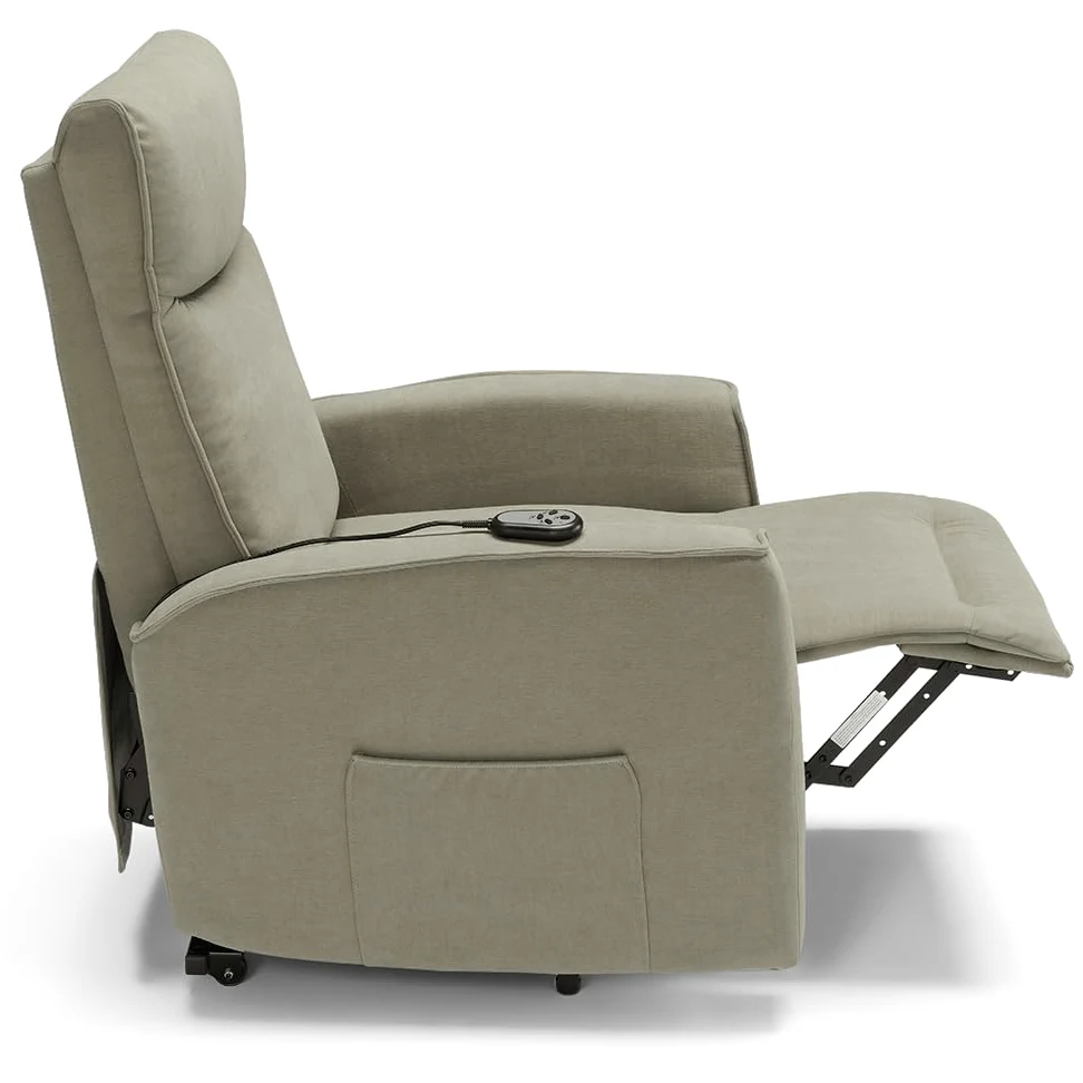 REDÒKASA Poltrona relax elettrica LONDRA per anziani, 2 motori, 2 ruote posteriori, Kit Optional Batteria, sistema reclinazione e alzapersona, tessuto idrorepellente (Senza Kit Batteria, Tortora)