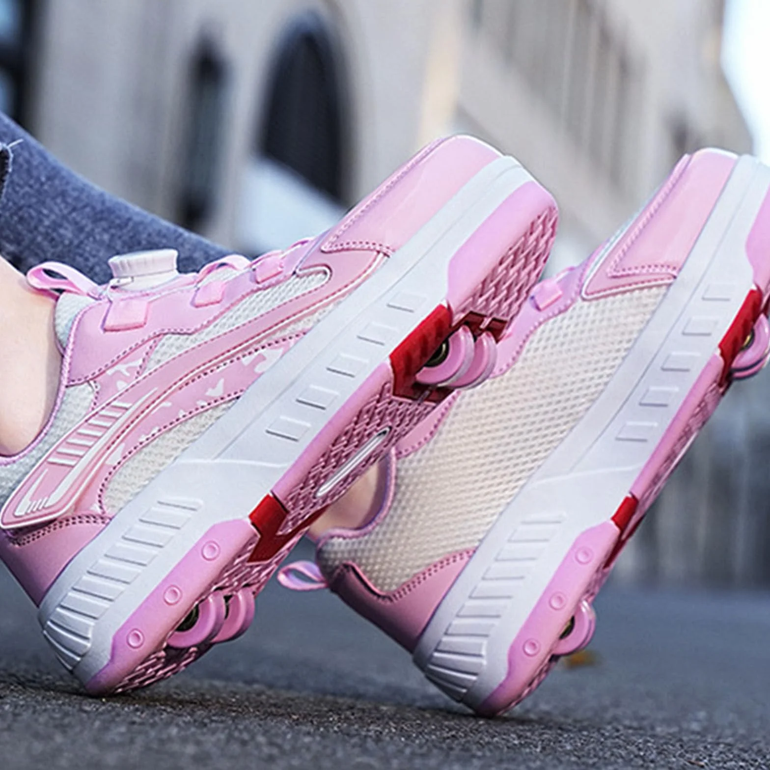 Surwin Scarpe con Rotelle Bambino, Sneaker con Ruote Fibbia Girevole per Bambini Ragazzo Ragazza, Traspirante, 30-40 EU