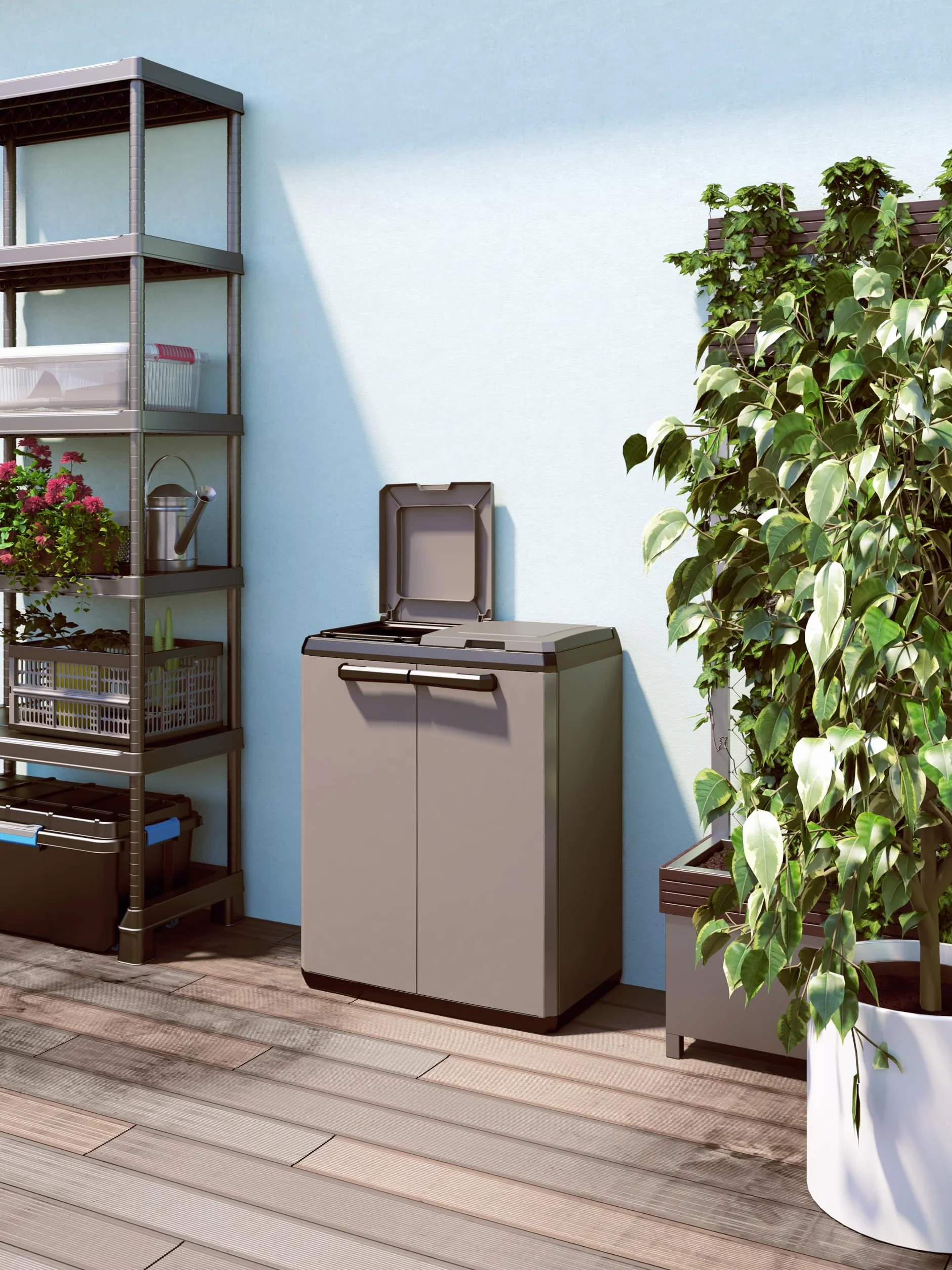 Keter 9736000 Split Cabinet Recycling Basic 68 x 39 x 85 H, Grigio, 68x39x85 cm