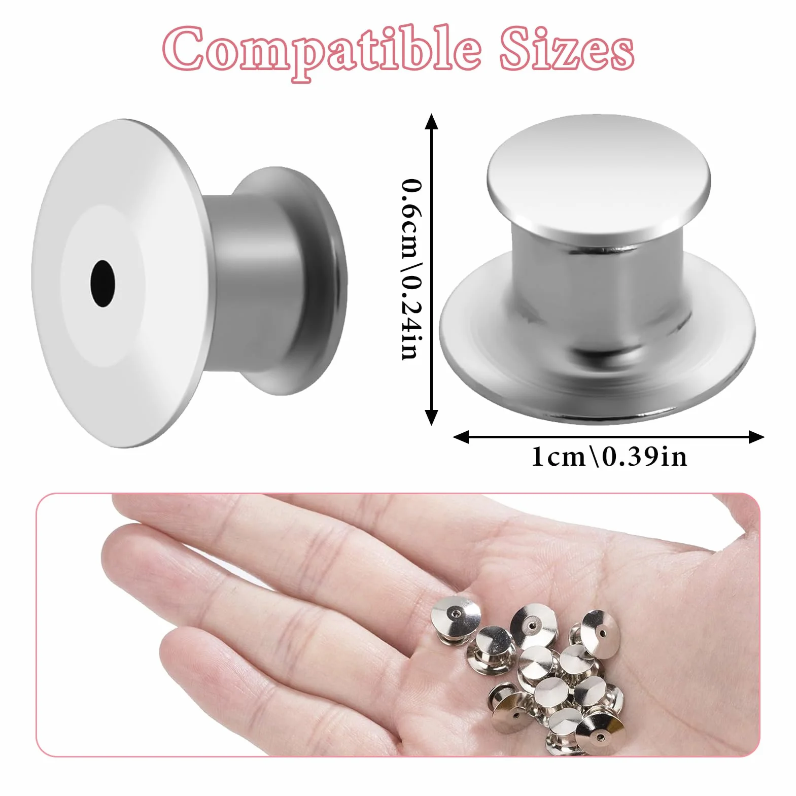 60 Pcs Locking Pin Backs Perni di Bloccaggio 10mm Metallo Chiusura a Perno Spille gioiello di Fissare Chiusura a Pernodi Ricambio per Badge Spille Gioielli Etichette Nome Artigianato DIY