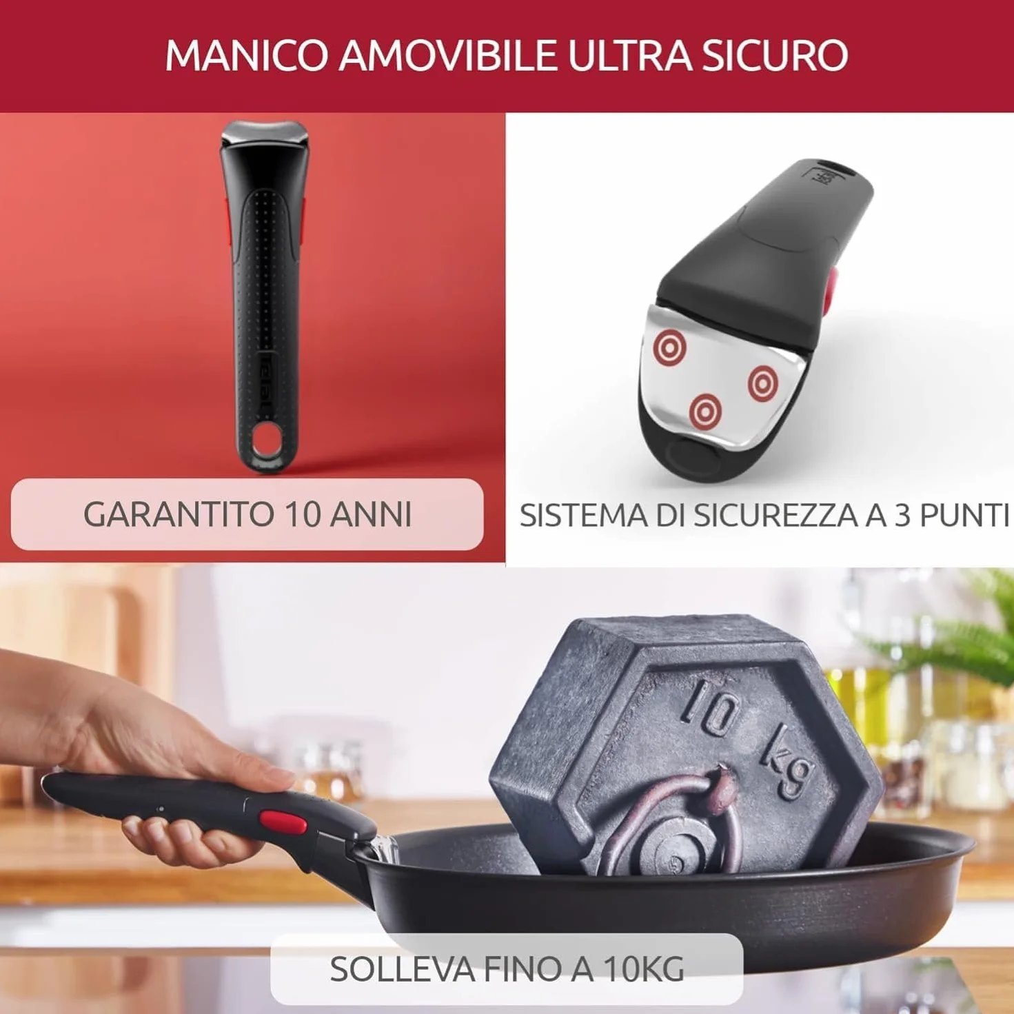 Lagostina Ingenio Essential Plus Set di Pentole, Alluminio per Gas e Forno (no induzione), 17 Pezzi, 2 Casseruole Fonde, 2 Padelle, Tegame, Wok, 5 Coperchi, 5 Proteggi Padella e Manico Removibile