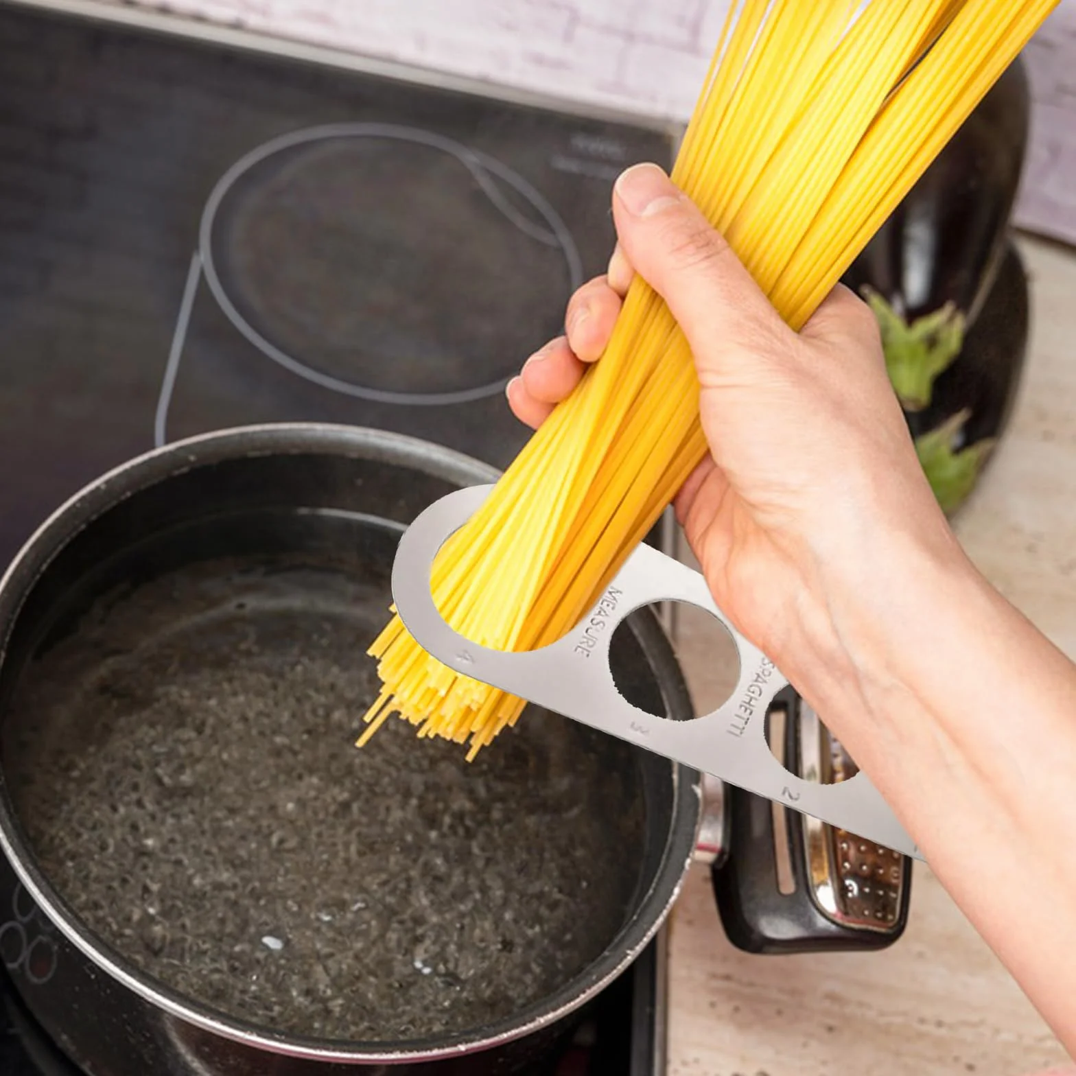 3 Pezzi Righello degli Spaghetti,Misuratore di Spaghetti,Misurare La Pasta Lunga, Utensile da Cucina, con 4 Fori di Misurazione, per Cucine Familiari, Ristoranti