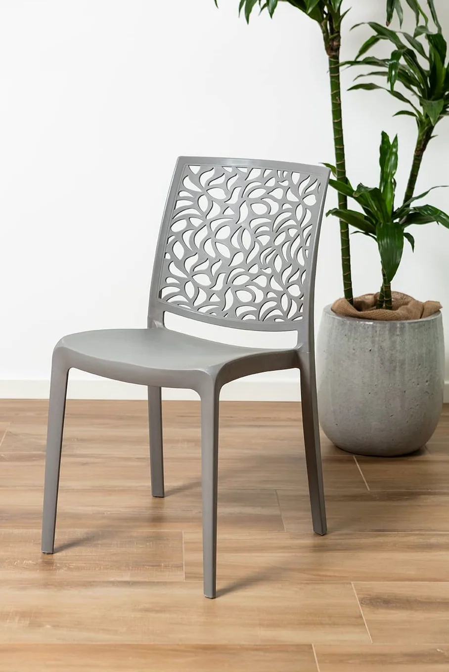 Sedie in polipropilene con fibra di vetro impilabili per interno, cucina o sala da pranzo, per esterno e giardino, sedie da bar e ristorante, design moderno - Anna (6 Sedie, Grigio scuro)