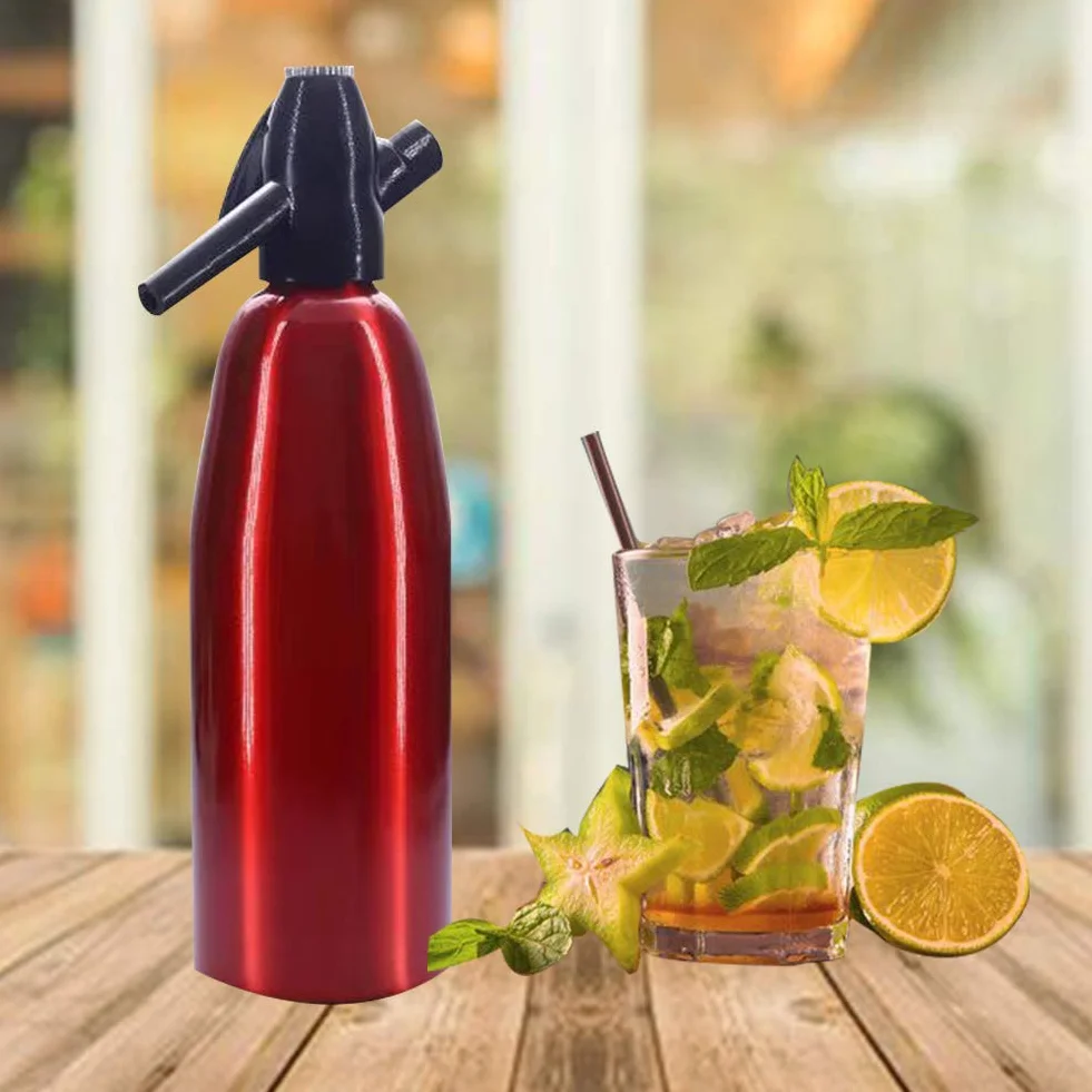 1 Litro Di Soda Sifone Bottiglia, Soda Sifone Seltz Cocktail Barista Acciaio Inossidabile, Produzione Di Soda Gassata Acqua Frizzante Per Succhi Di Bevande Cocktail (red)