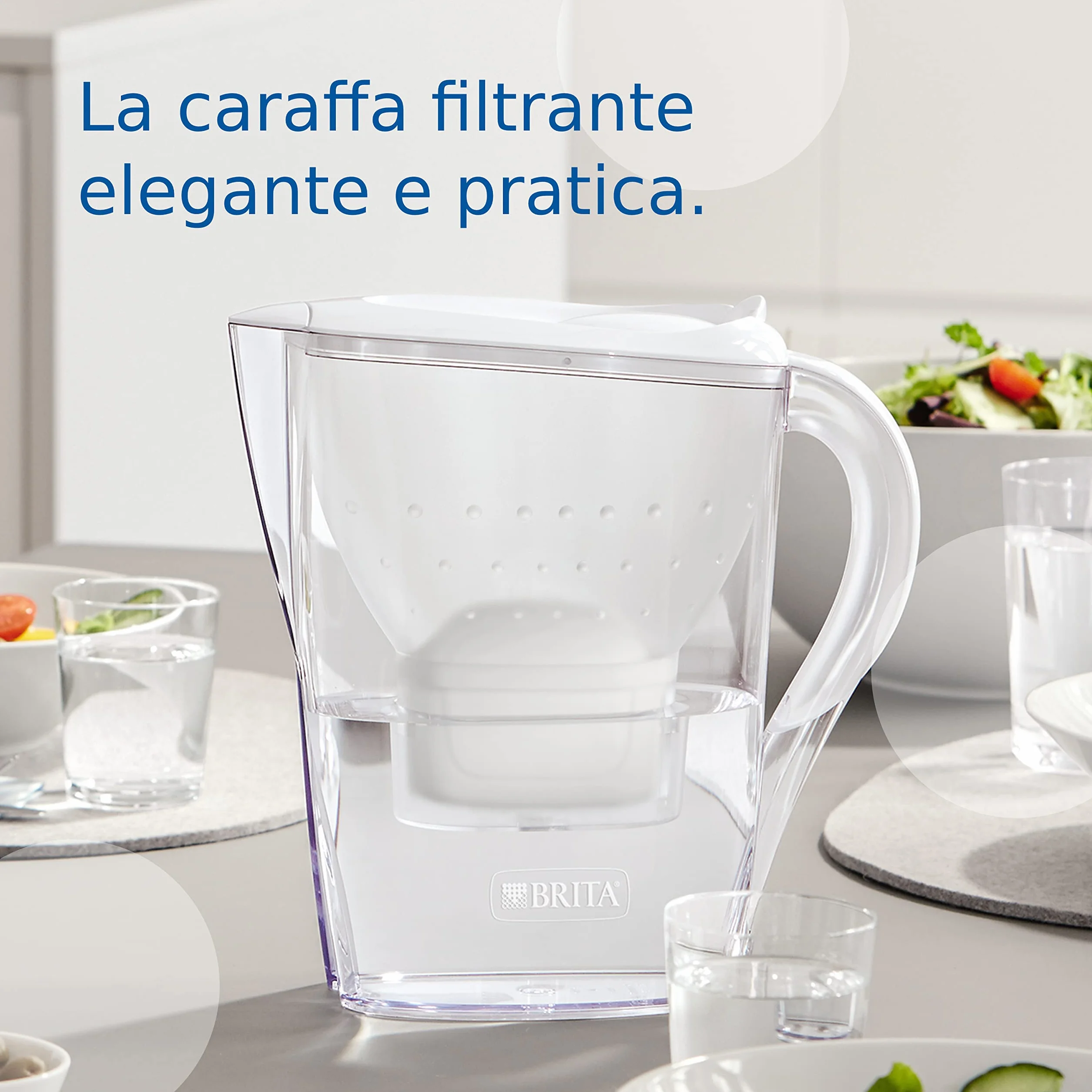 BRITA Marella Caraffa Filtrante Acqua 2.4L con 12 Filtri MAXTRA PRO All-in-1