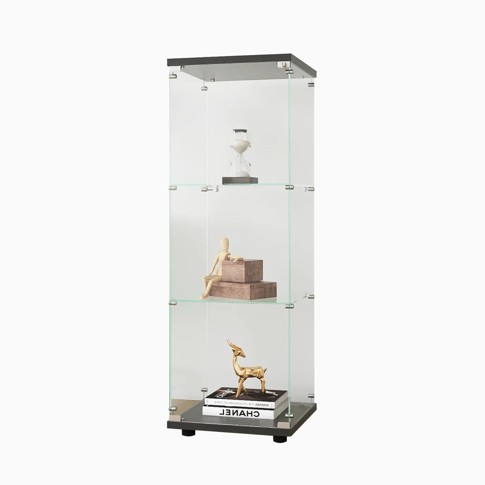 Jeerbly Vetrina in vetro, vetrina monopanta per soggiorno, camera da letto, ufficio, blg-15