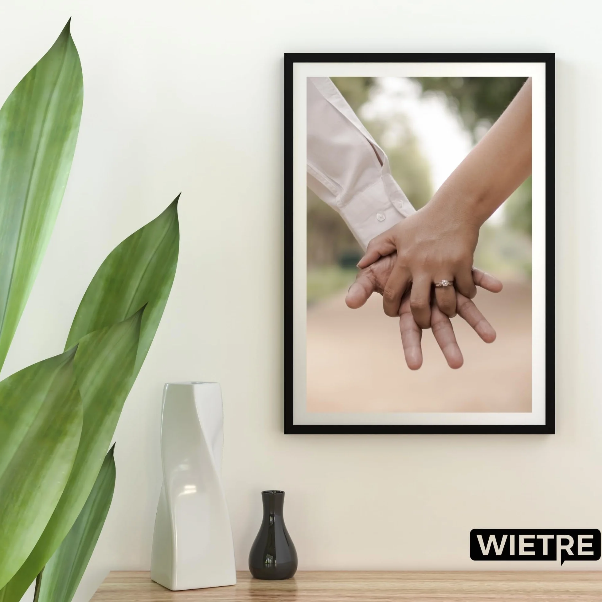 Cornice portafoto A4, 21 x 30 cm, in legno MDF nero, cornice per poster, vetro acrilico infrangibile, da appendere e appoggiare, per foto, immagini e poster