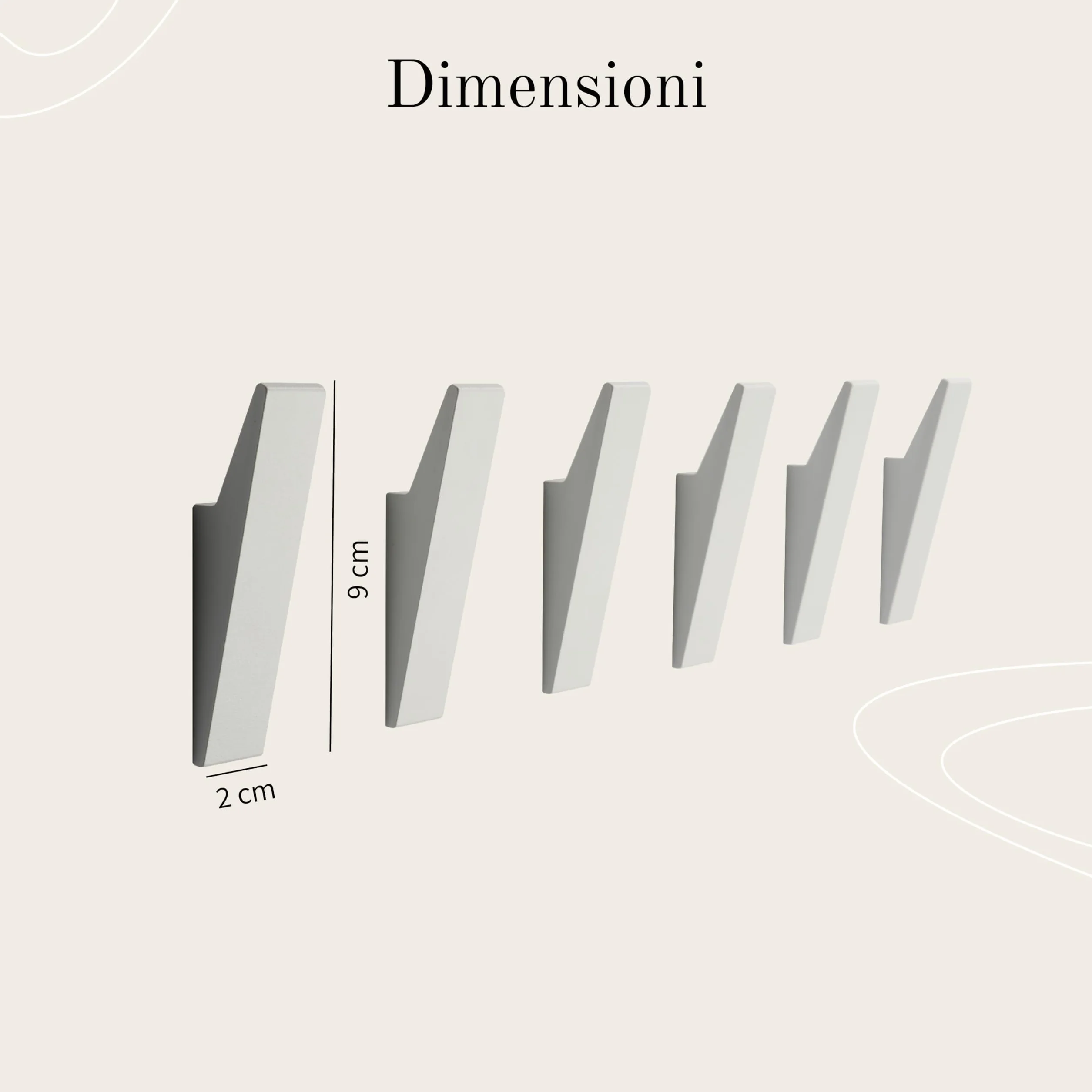 Design Amburgo gancio appendiabiti in alluminio fissaggio nascosto parete moderno giacche asciugamani vestiti minimalista Bianco Opaco set 6
