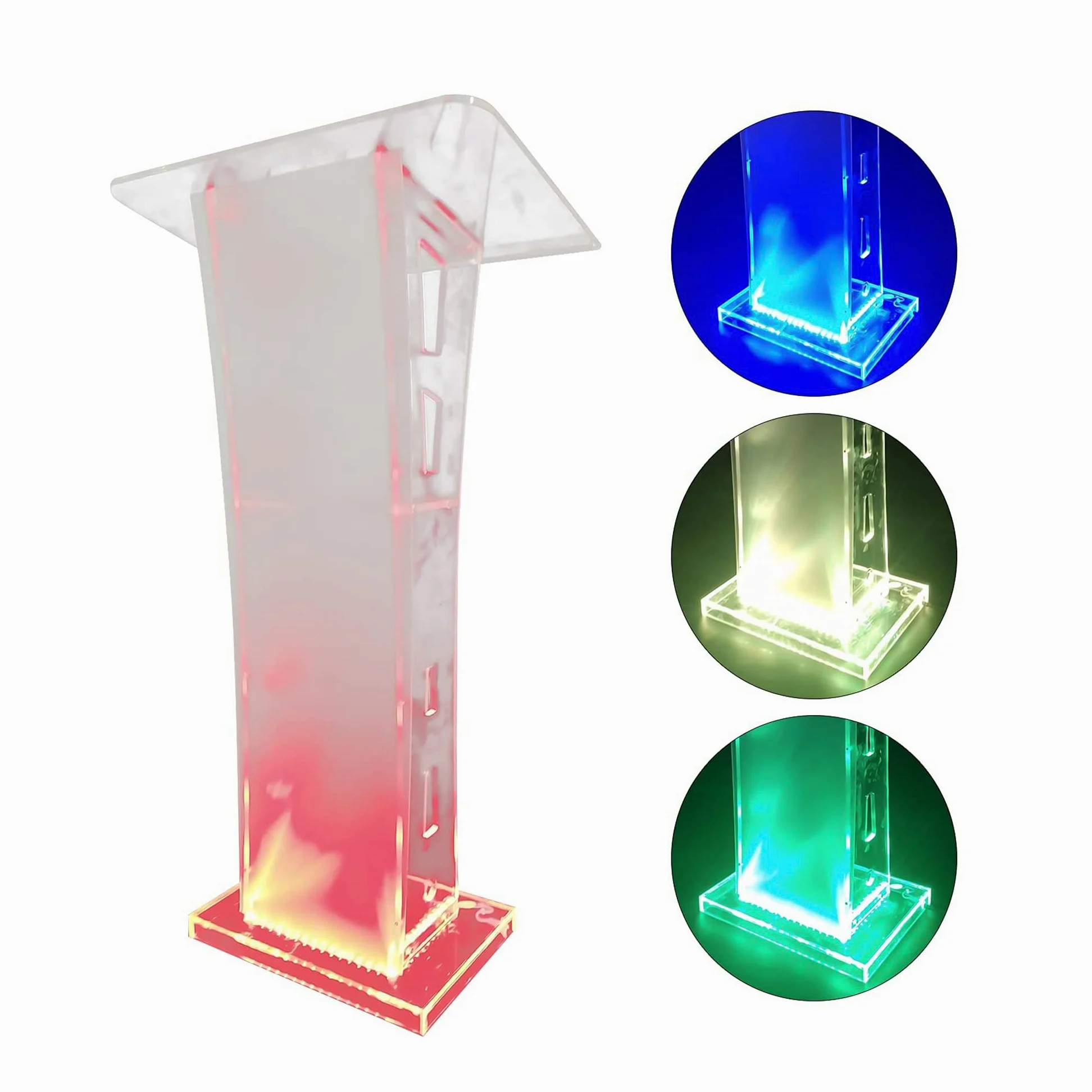 Supporto per podio in acrilico trasparente con telecomando a LED per chiesa professionale leggio con ampia superficie di lettura, ideale per conferenze, matrimoni, ufficio e aule