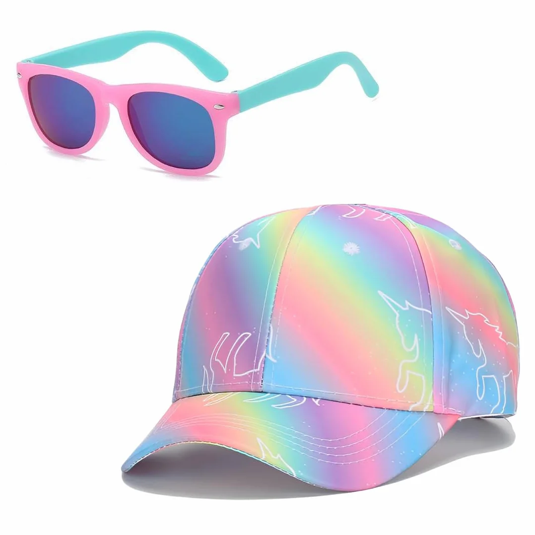 Cappellini da Baseball per Bambine, Occhiali da Sole Polarizzati Regolabile Cappello Baseball Protezione UV Berretto per Ragazza Estivo Regalo