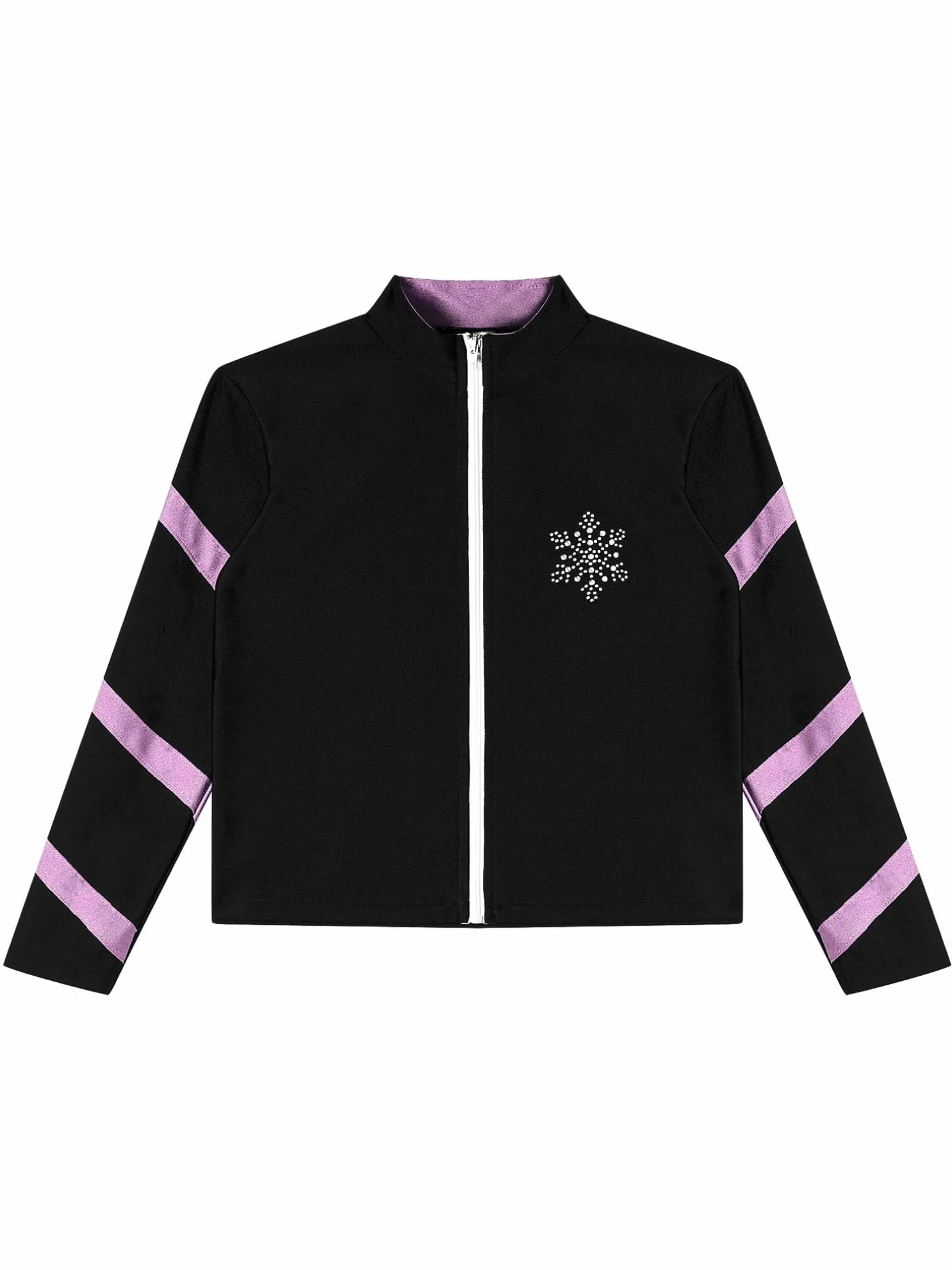 FEESHOW Giacca Termica Per Pattinaggio Artistico Su Ghiaccio Per Bambina Con Fodera In Pile Per Bambini Giacca Da Allenamento Con Colletto Alto Slim Fit Per Sport