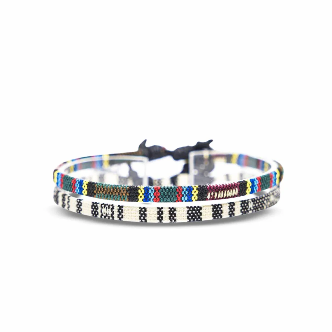 Nami Braccialetto Surfer Boho Set di 2 - Donna e Uomo - Accessori Fatti a Mano Impermeabile Regolabile Bianco Azteco