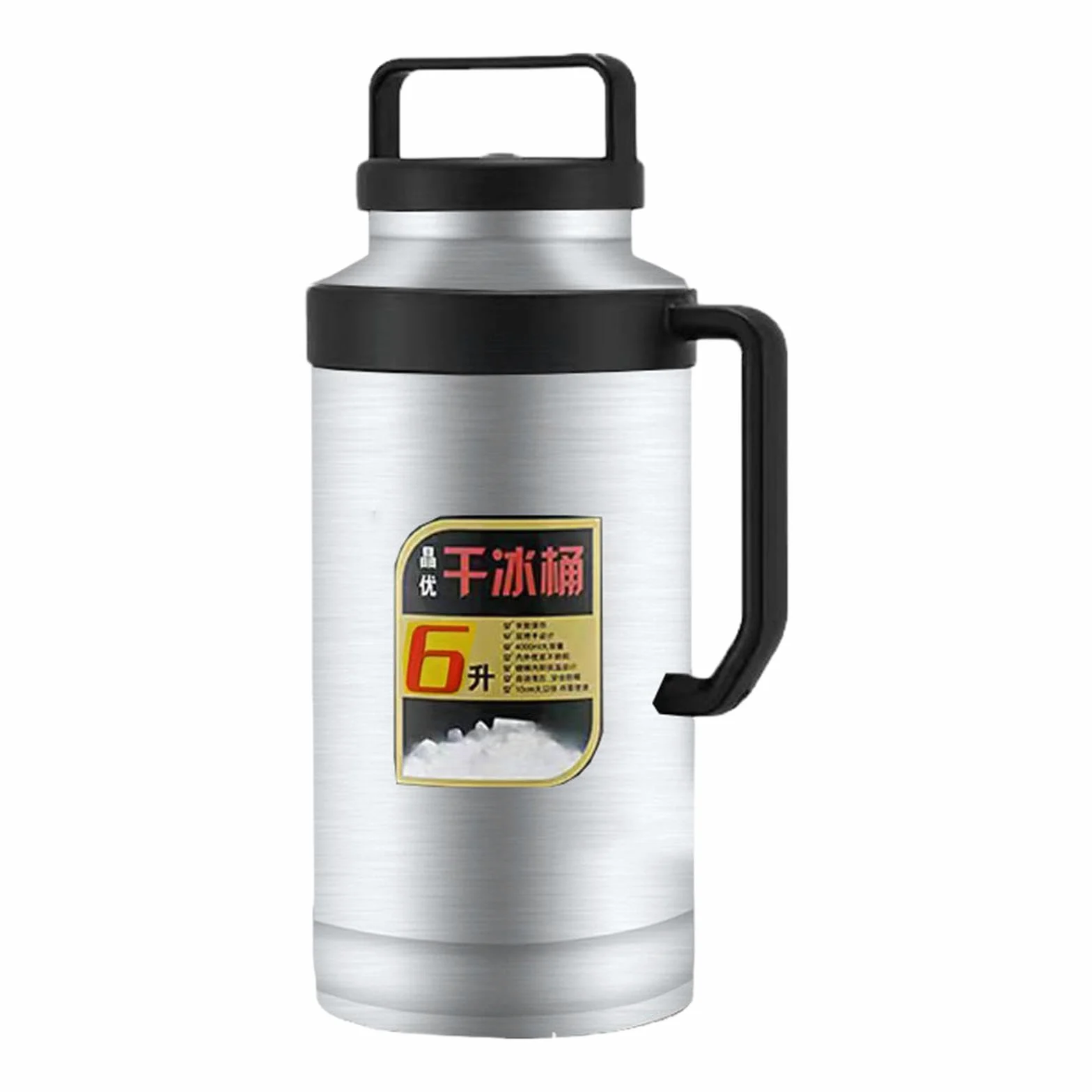 F Fityle Secchiello per ghiaccio secco Secchiello per ghiaccio secco Bottiglia d'acqua termica Contenitore per ghiaccio per eventi di catering Buffet domestici, Argento 6L