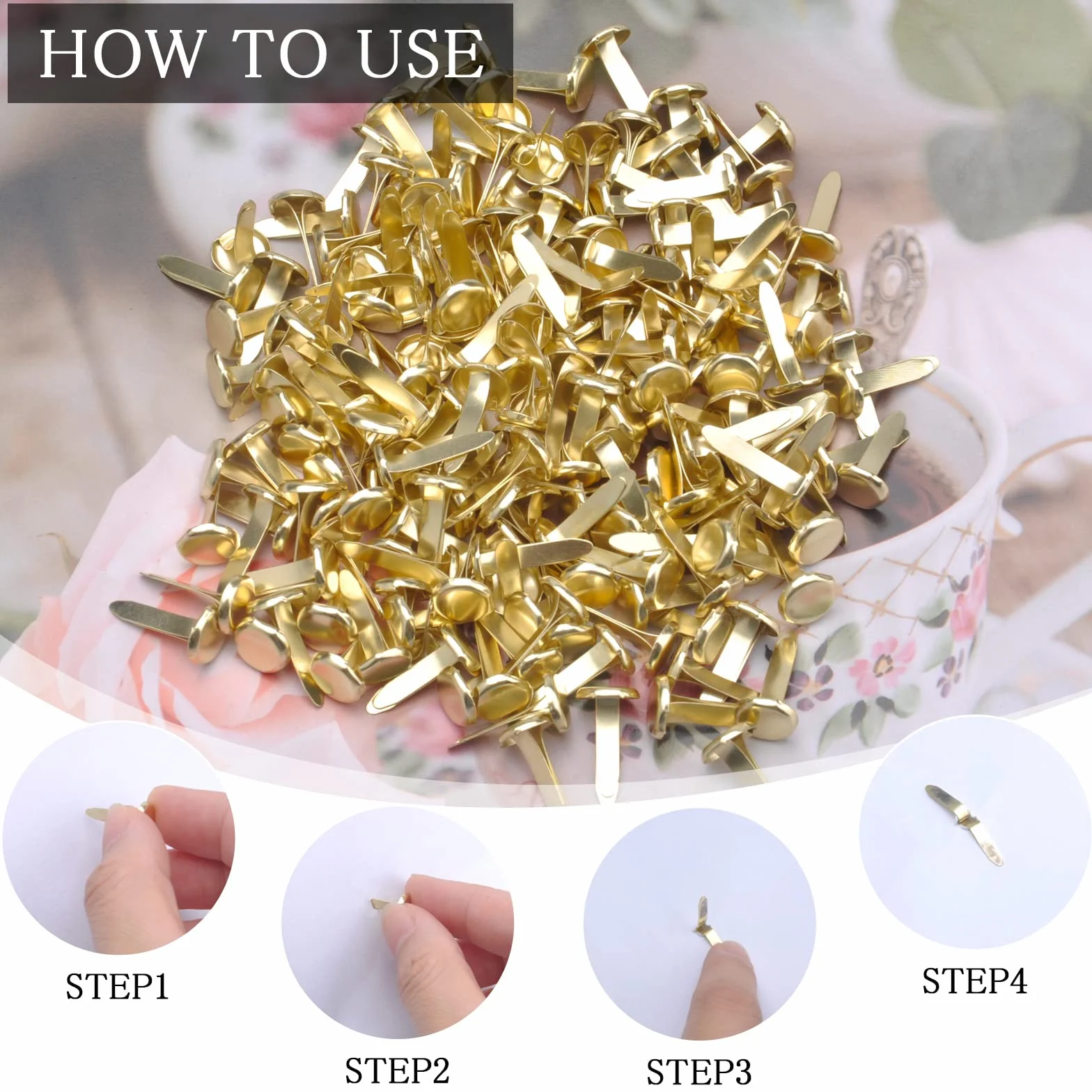 TNSLAND Mini Brads, 200 mollette rotonde in metallo, con testa rotonda, 8 mm, per scrapbooking, fai da te