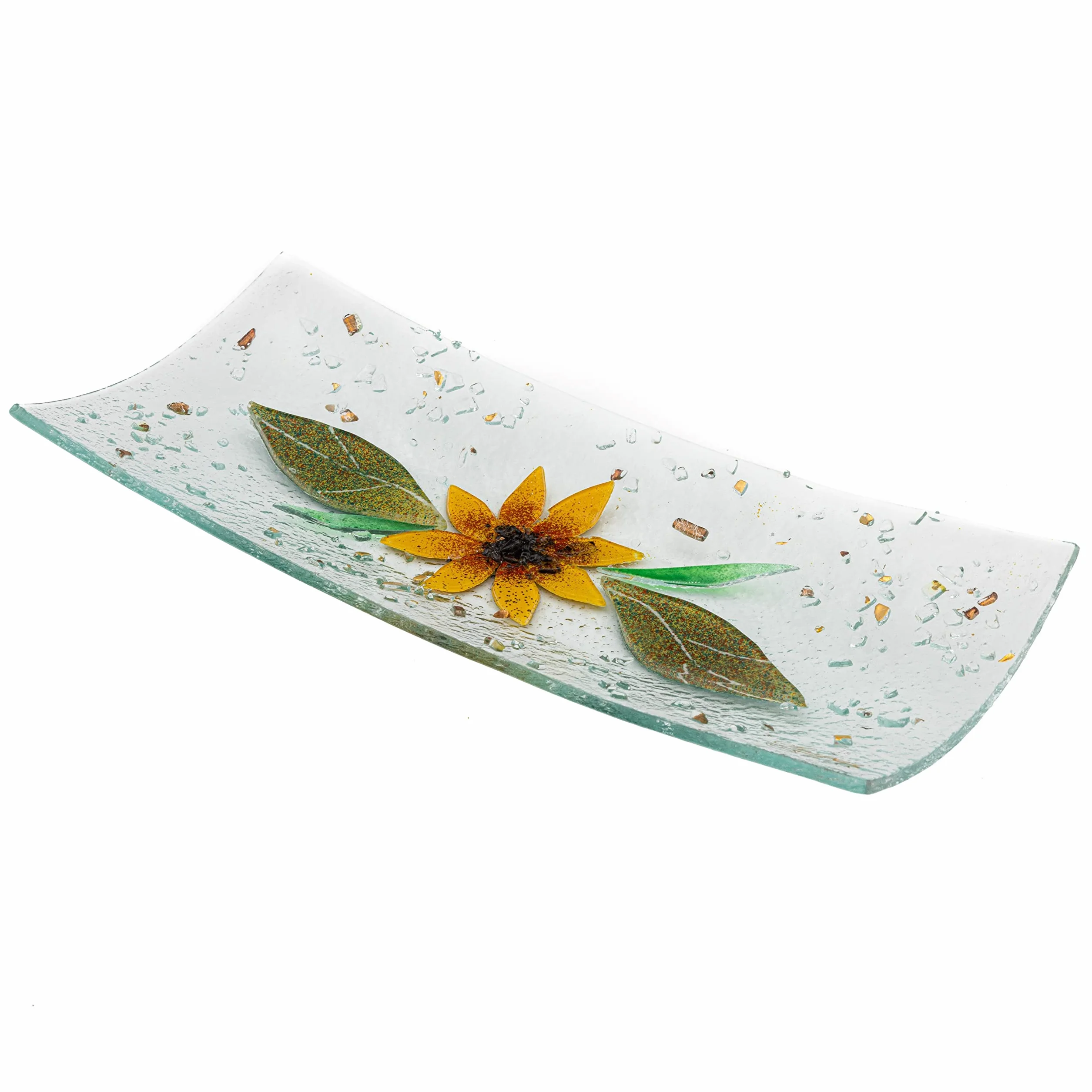 Sospiri Venezia Svuotatasca Piatto Soprammobile Decoro Floreale Vetro Murano Centrotavola Arredo Casa Idea Regalo Realizzato a Mano Made Italy (cm 30 X13 Rettangolare)