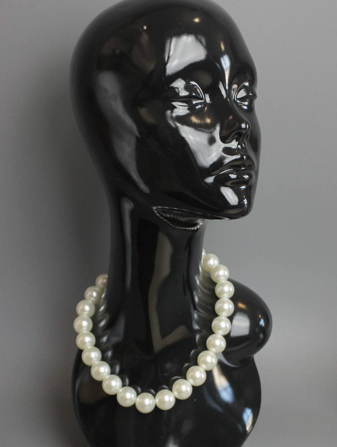Caprilite 18mm Large Big Giant Faux Pearl Bead Statement Necklace Choker Vintage