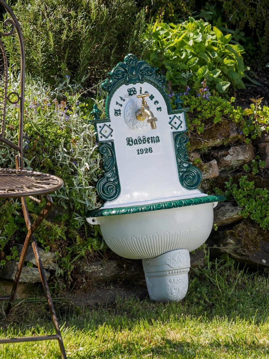 aubaho Lavandino Fontana Alluminio fontane a Muro 72 Centimetri in nostalgico Fontana