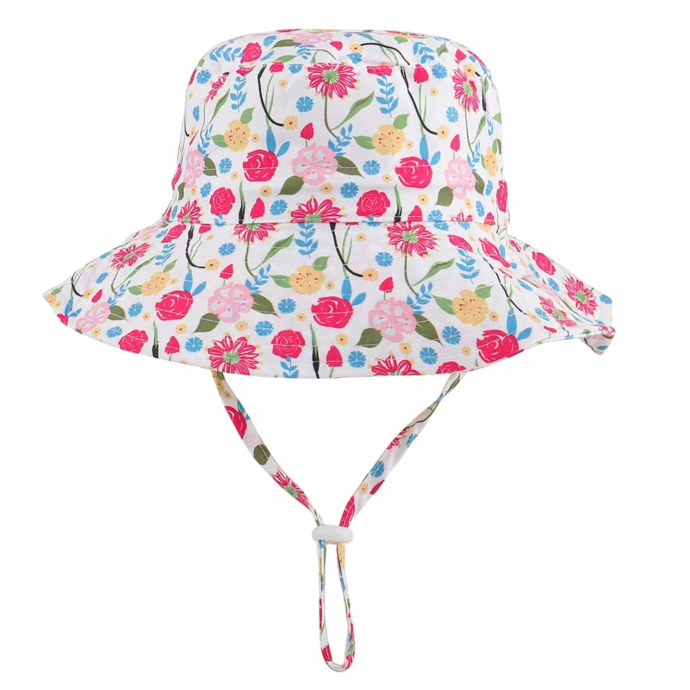 LACOFIA Cappello Regolabile da Sole per Neonato Berretto Estivo con Protezione Solare Tesa Larga per Nuoto Spiaggia Piscina