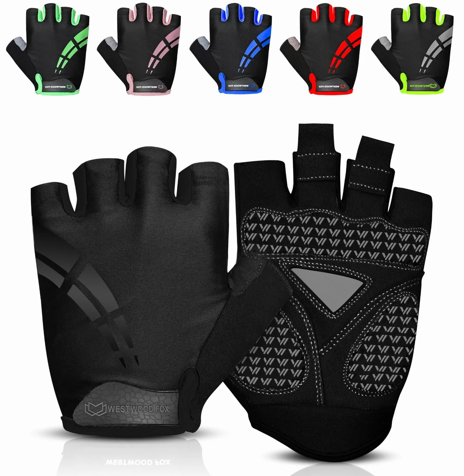 WESTWOOD FOX Guanti da ciclismo Unisex Imbottitura Gel Antiscivolo Traspiranti Assorbimento Urti Estivi Mountain Bike