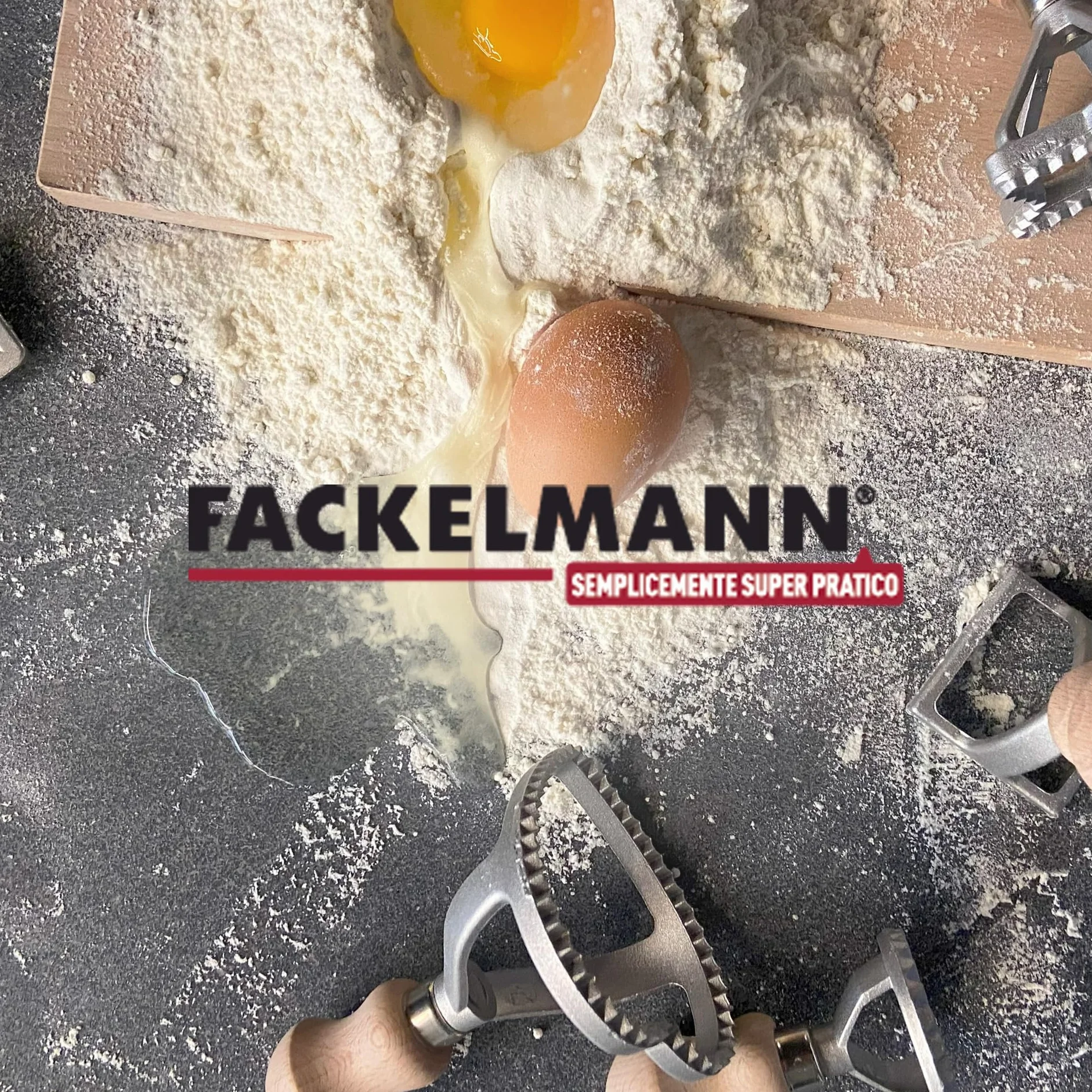 Fackelmann Stampino ravioli a cuore, legno faggio, alluminio, 8,5x8x10cm, Linea Home Cooking Italian Pasta