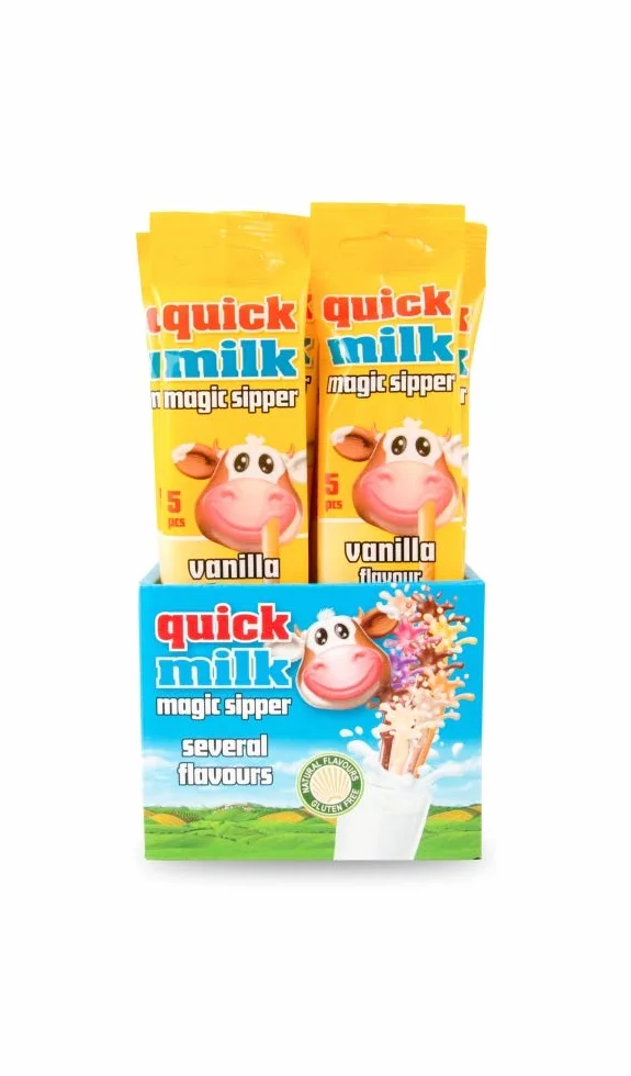CANNUCCE ALLA VANIGLIA Ideali per la colazione | Confezione da 100 Cannucce | Le Originali QUICK MILK Senza Glutine | Solo aromi Naturali | Adatte anche agli intolleranti al Lattosio
