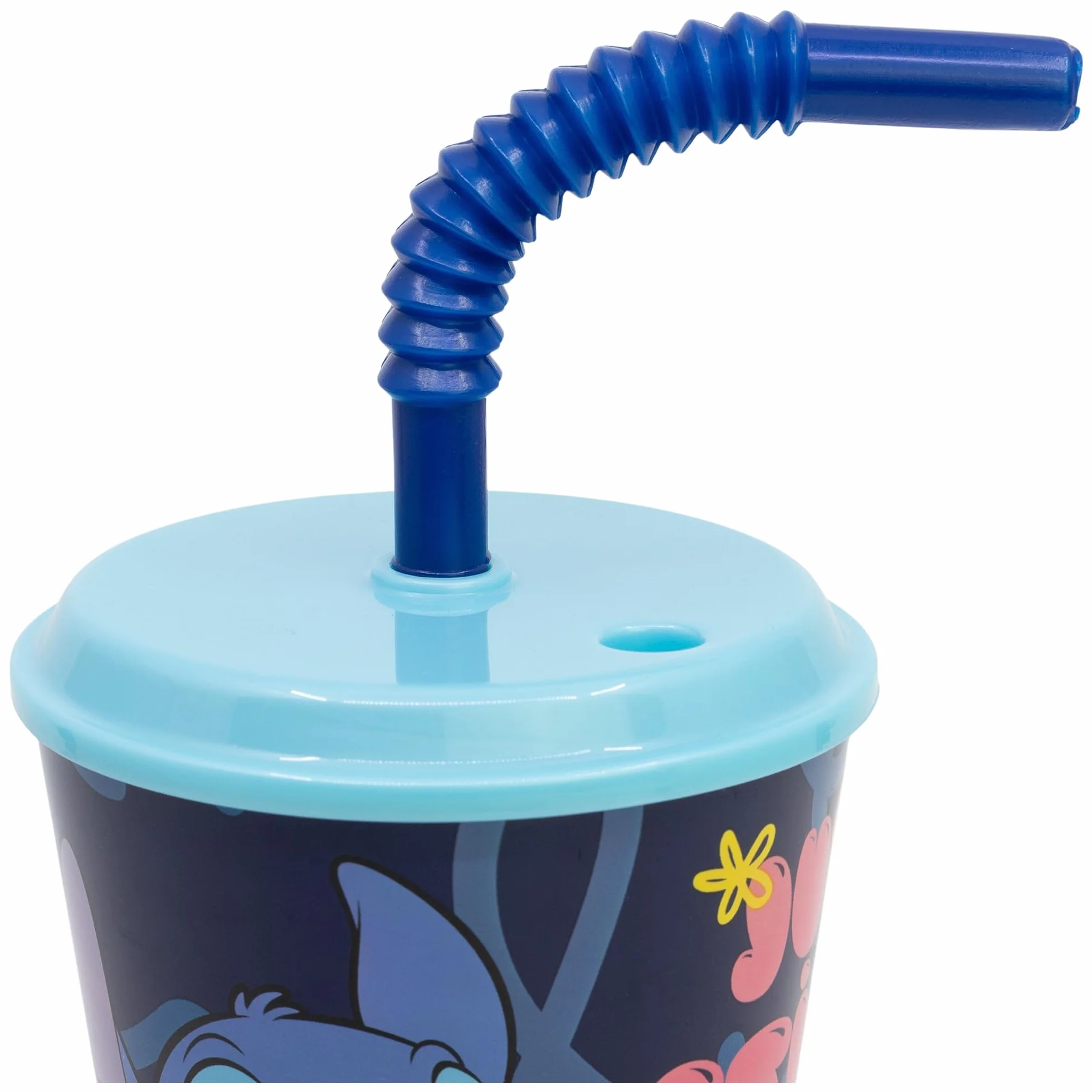 Disney Stitch Bicchiere plastica bambini 430 ml senza BPA riutilizzabile con cannuccia coperchio