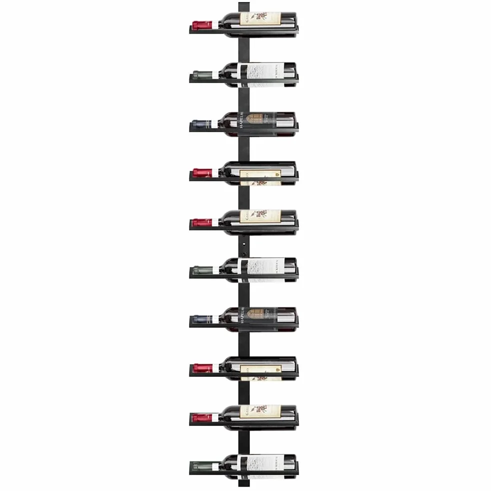 Shally Dogan Portabottiglie da Parete in Metallo 127 cm 10 Bottiglie Scaffale Vini Design Industriale