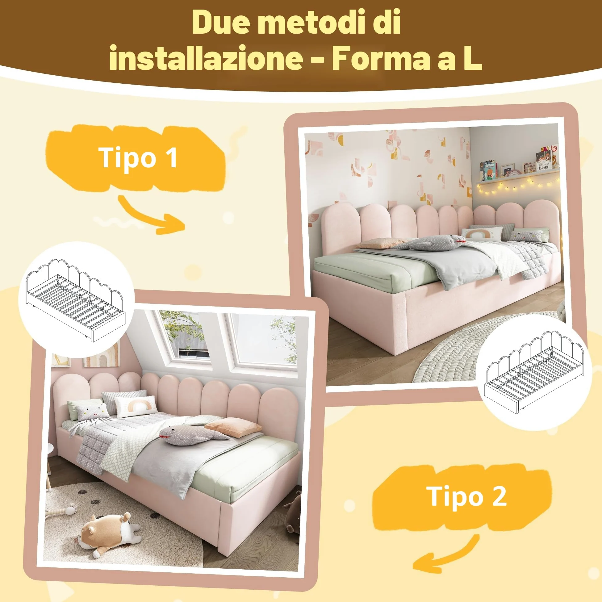 Letto imbottito, 90 x 200 cm, divano letto con letto estraibile, 90 x 190 cm, letto per bambini con rete a doghe, velluto, rosa, senza materasso
