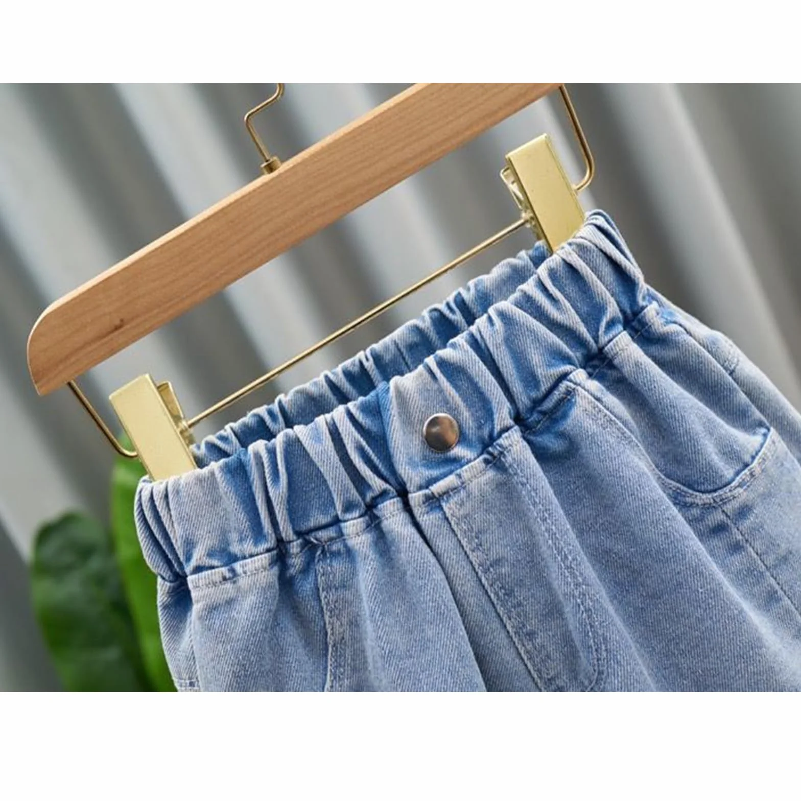 Jeans da ragazza pantaloncini corti in denim vita elasticizzata 2-7 anni