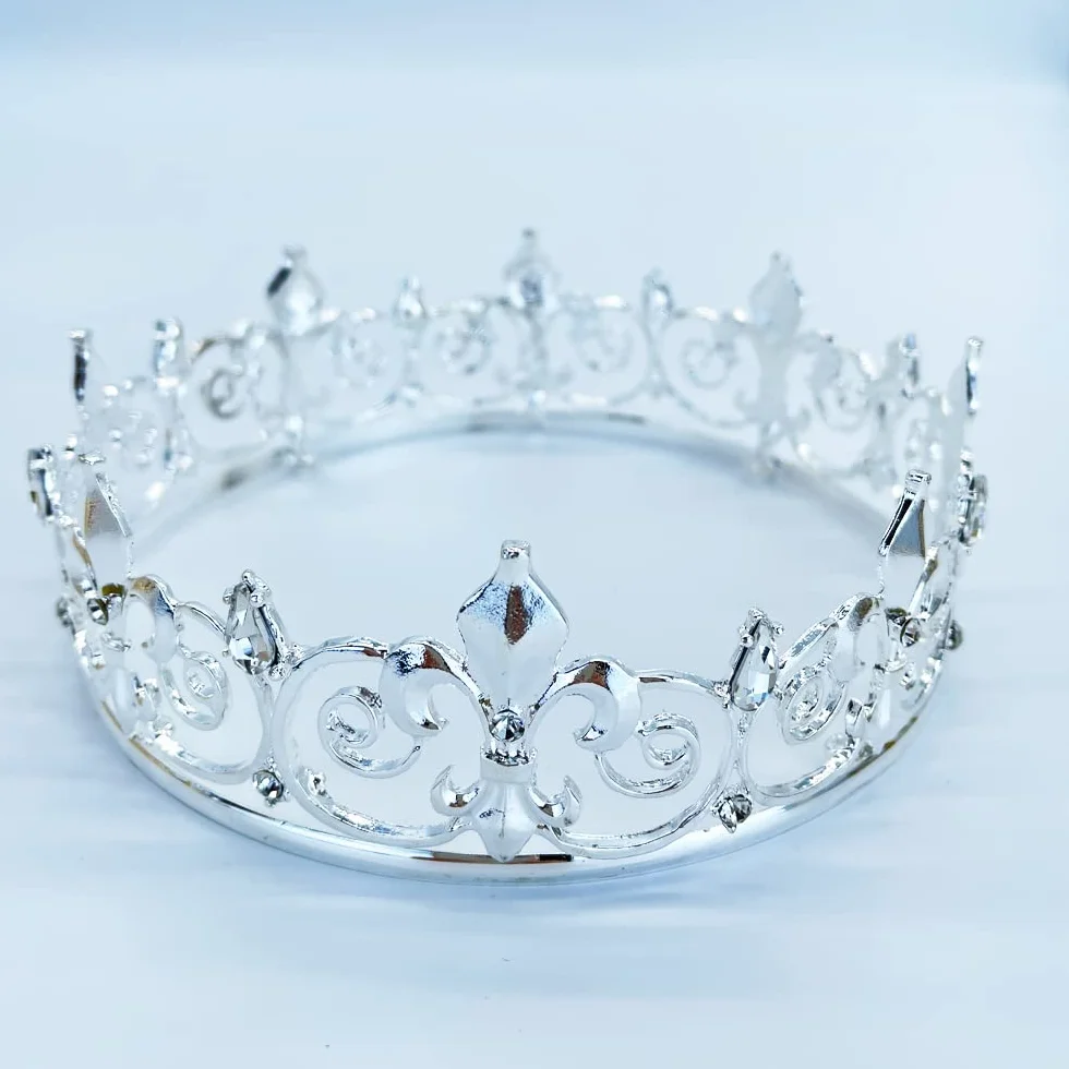 Corona Metallo Royal Full King Uomini Cosplay Matrimonio Prom Party Decorazioni