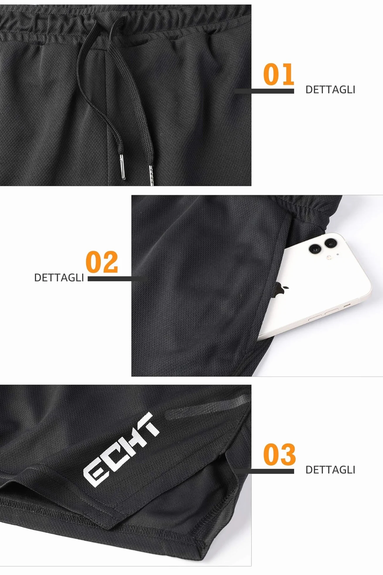 Superora Pantaloncini da Running Uomo 2 in 1 Corto Sportivo Asciugatura Rapida Traspirante Outdoor