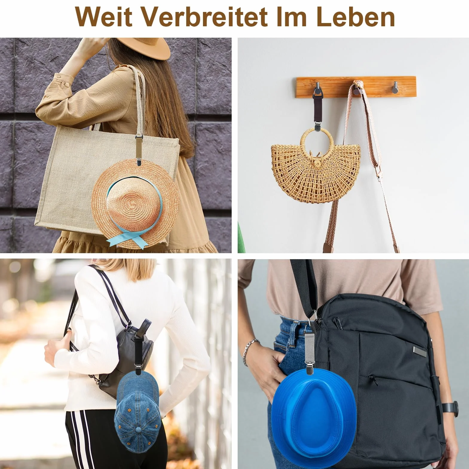 5 clip per cappelli da viaggio, clip elastica per cappelli a mani libere, clip per cappelli da viaggio, clip per cappelli da donna, per uomo e donna, per attività all'aperto, borsa da
