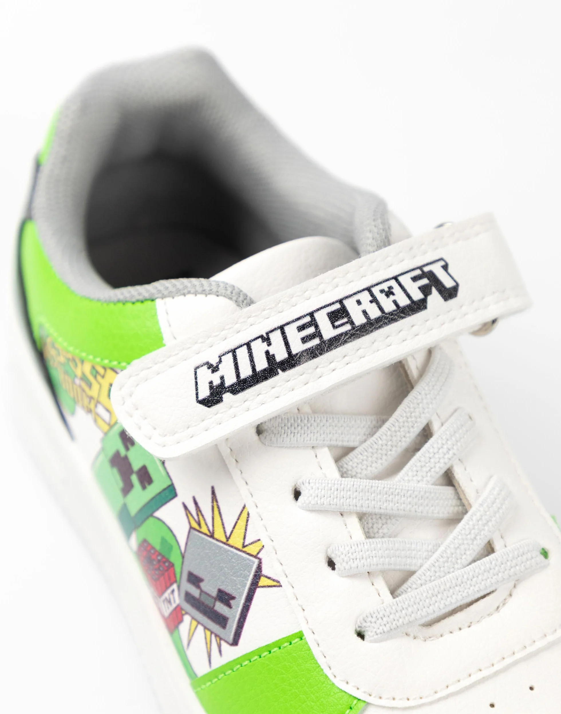 Minecraft Scarpe da Ginnastica Creeper Ragazzi Bianco Verde Nero Chiusura a Strappo