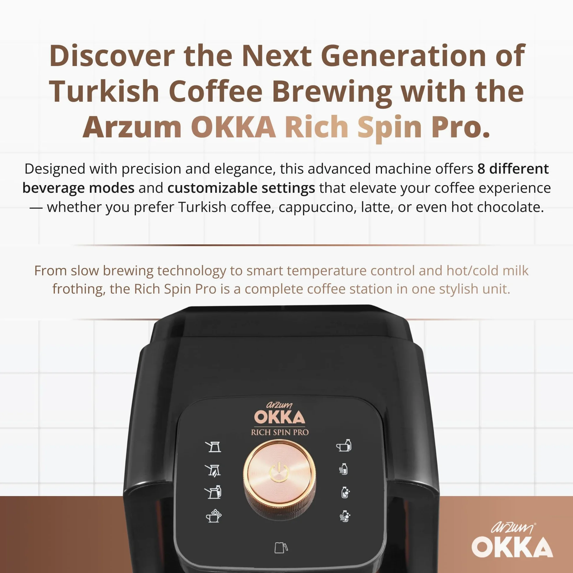 Arzum OKKA RICH SPIN PRO TURKISH COFFEE MACHINE COPPER