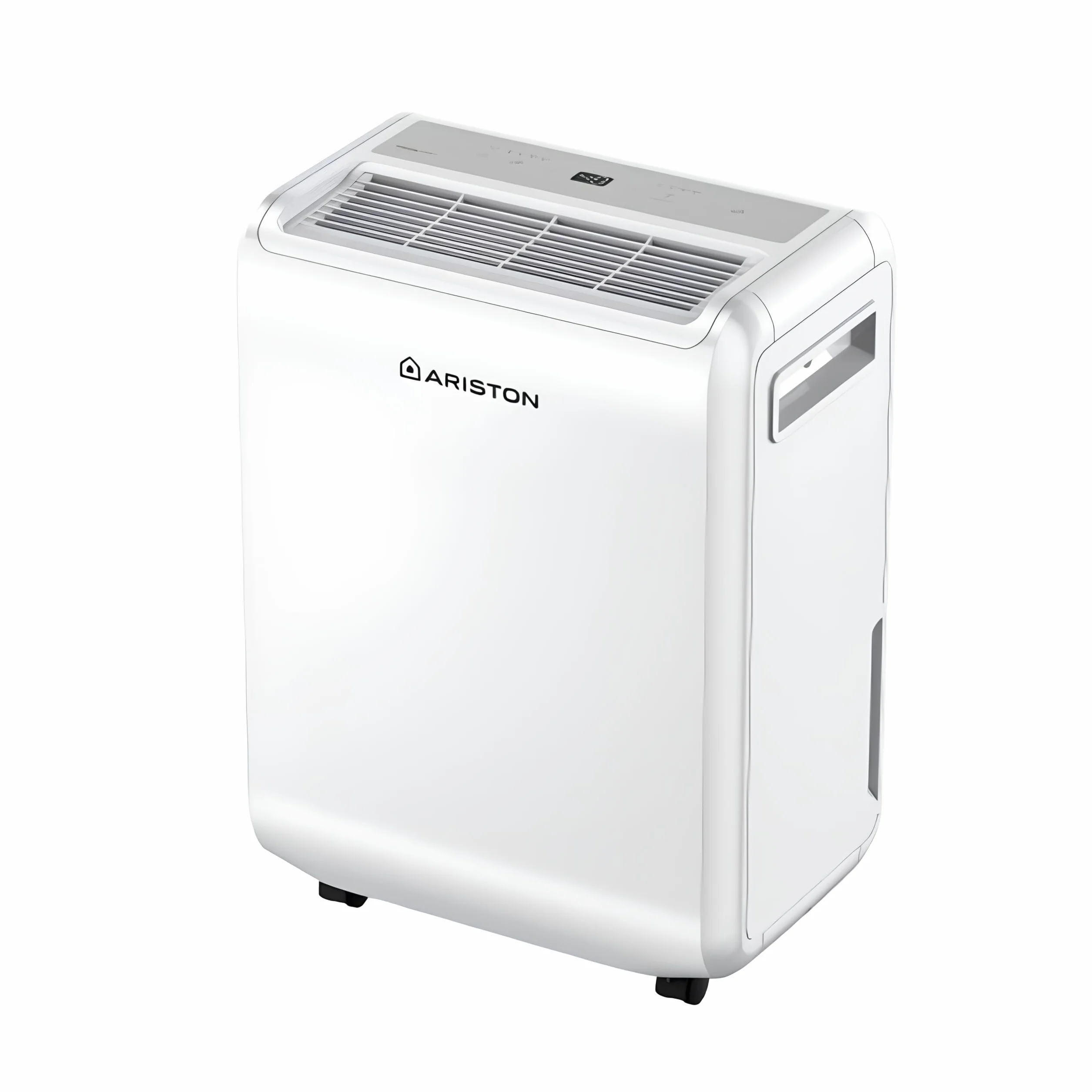 Ariston DEOS 12 EVO - Deumidificatore Casa Muffa Portatile 12L/24h con Ruote, Bagno e Ambienti Fino 31㎡, Piccolo Assorbi Umidità 32x41,4x20,5 - 3 Velocità d'Aria e Filtro Antipolvere, Consumo Max 210w